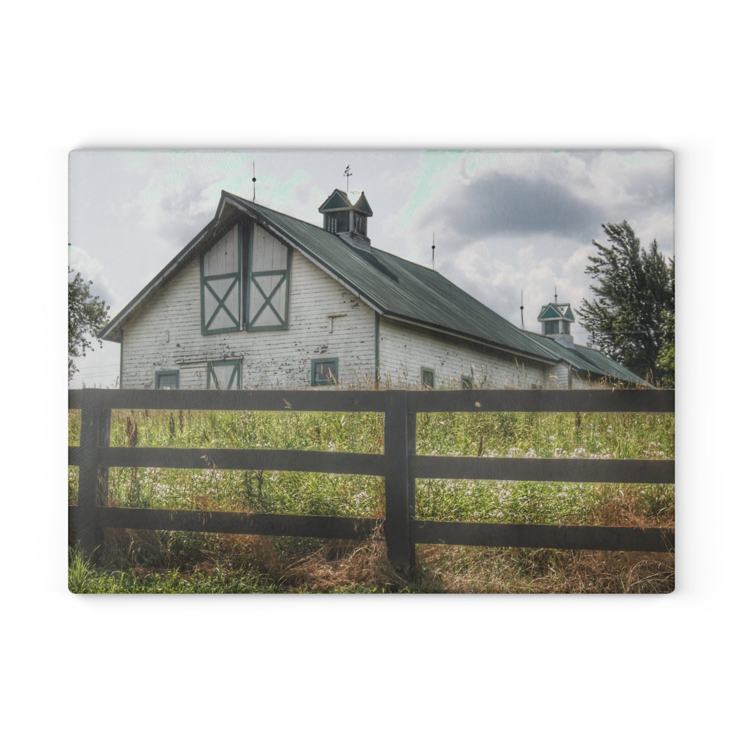 U R There Photography Sutton Road White Rustic Farmhouse Tempered-Glass Cutting Board