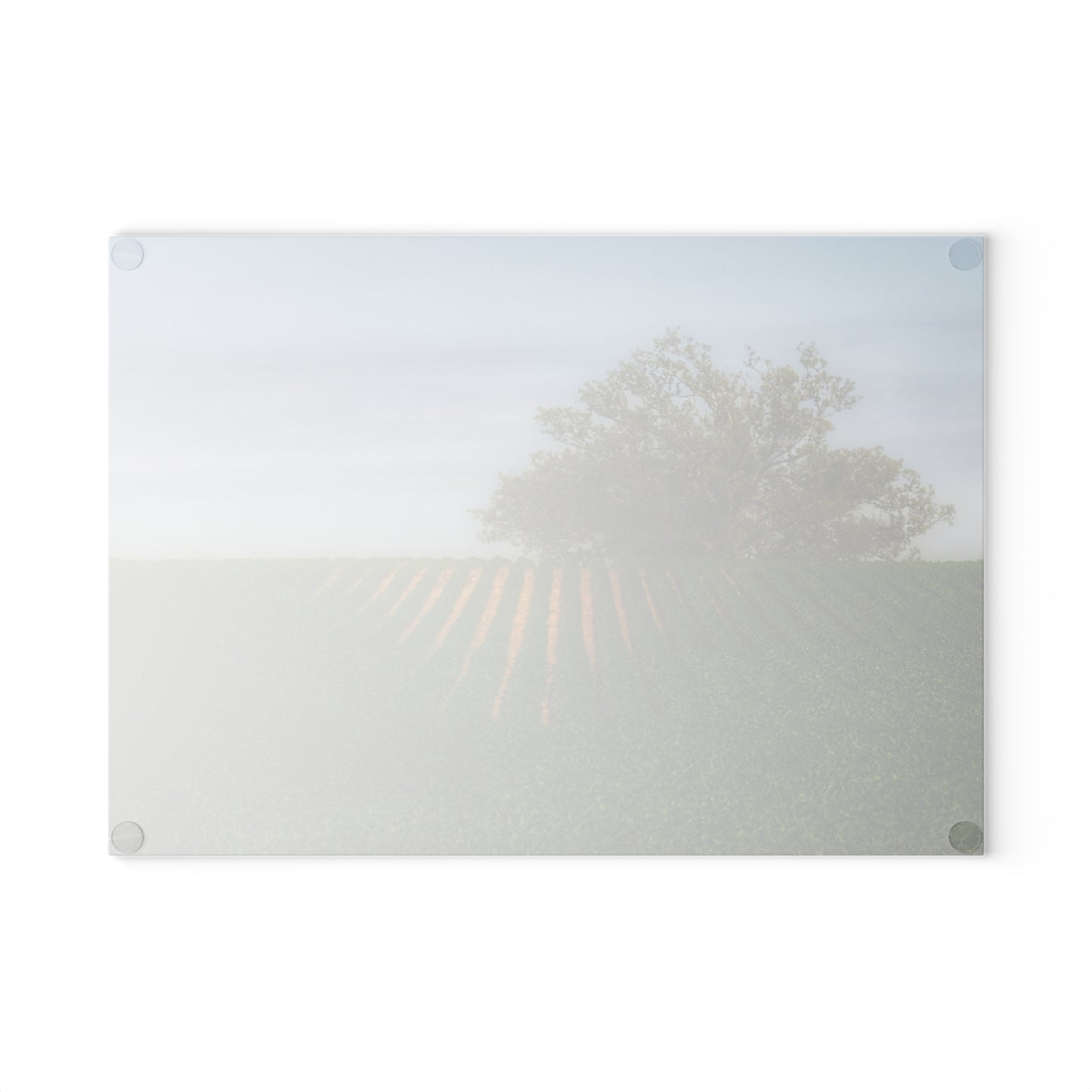 U R There Photography Tree Overlooking Farm Field Rustic Farmhouse Tempered-Glass Cutting Board