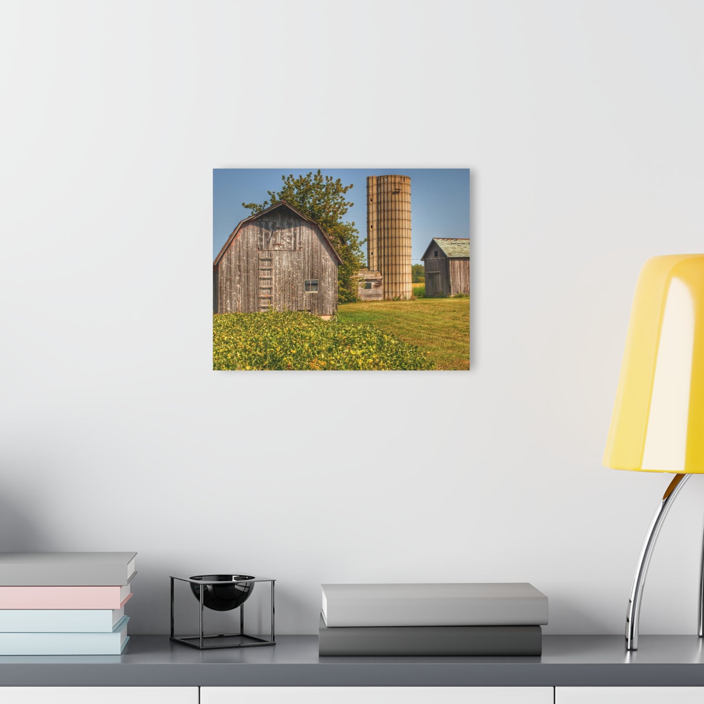 U R There Photography Swaffer Mini Greys and Silos Rustic Farmhouse Acrylic Wall Print