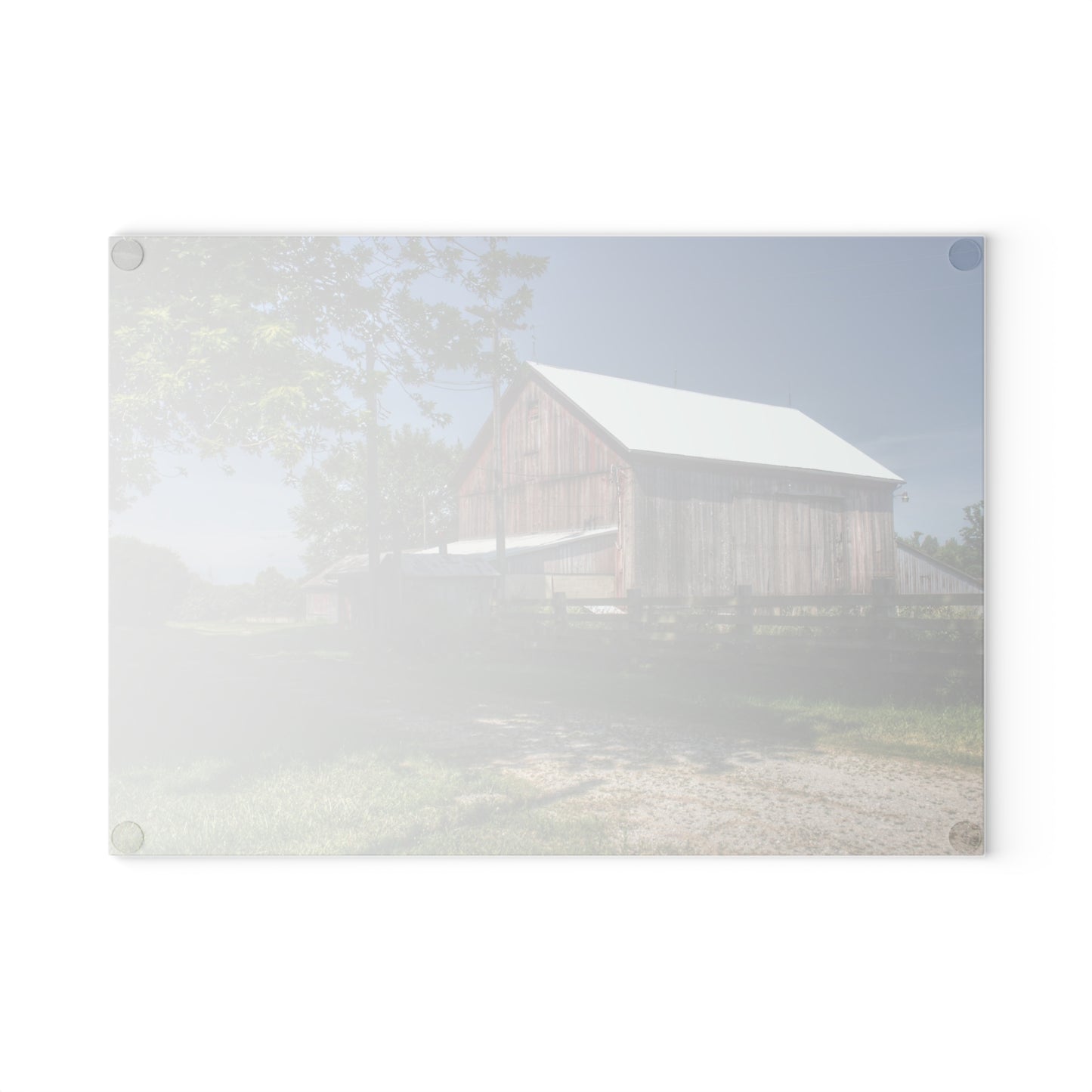 U R There Photography Castle Road Cow Barn II Rustic Farmhouse Tempered-Glass Cutting Board