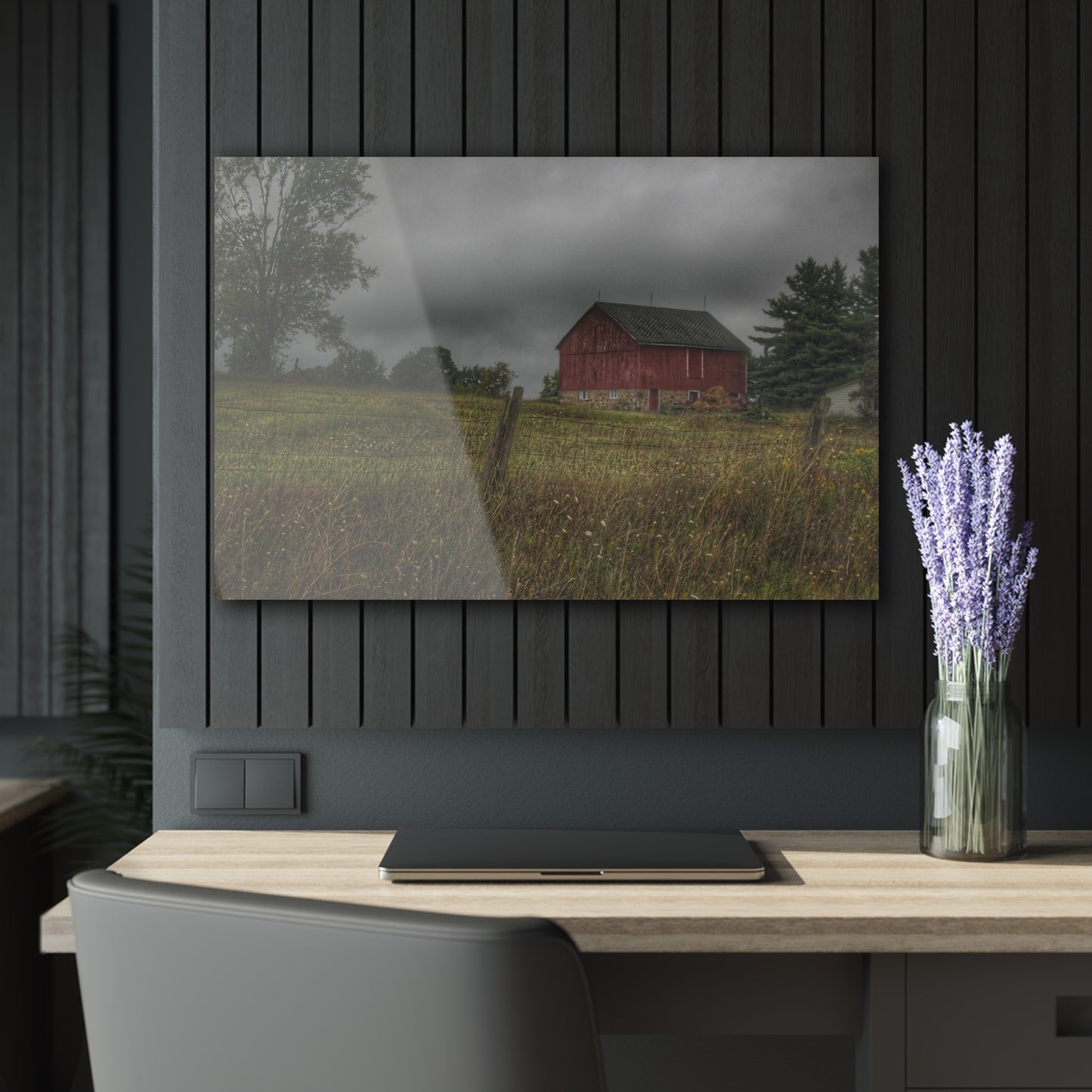 U R There Photography Stone Red Rustic Farmhouse Acrylic Wall Print