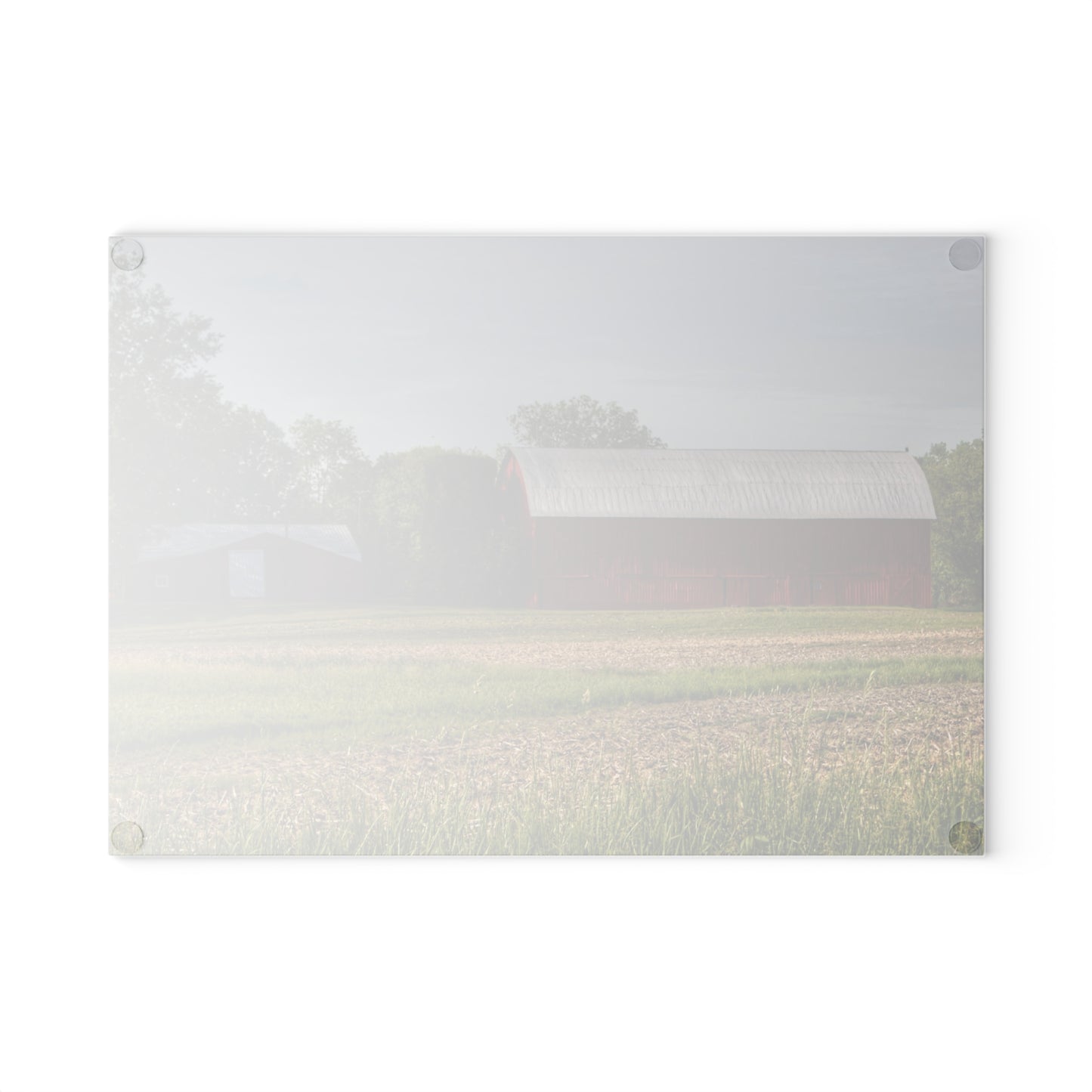 U R There Photography Catlin Road Reds Rustic Farmhouse Tempered-Glass Cutting Board