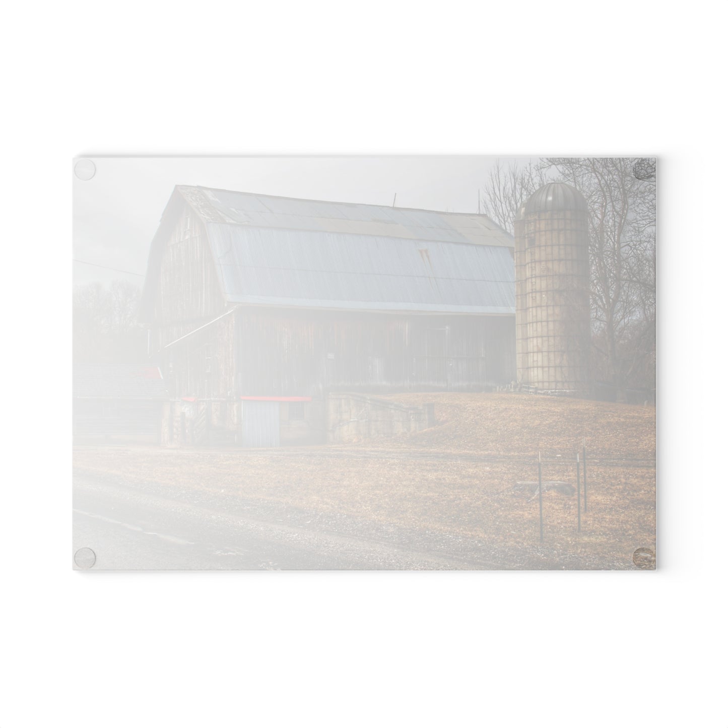 U R There Photography Seymour Lake Roadside Grey Rustic Farmhouse Tempered-Glass Cutting Board