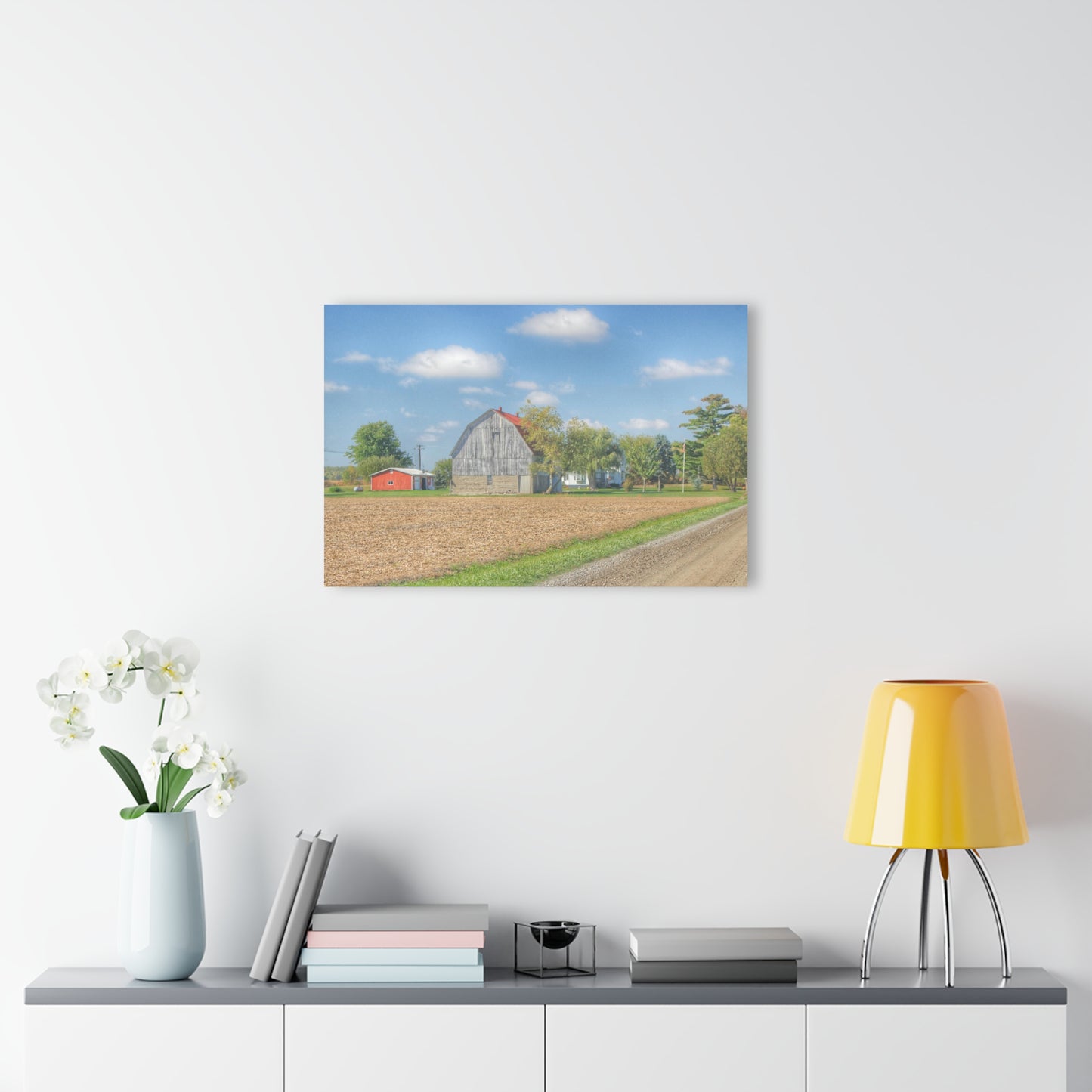 U R There Photography Sheridan Line Road Grey I Rustic Farmhouse Acrylic Wall Print