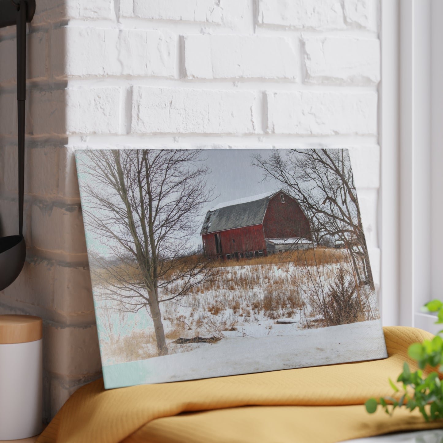 U R There Photography Hadley Red II Rustic Farmhouse Tempered-Glass Cutting Board