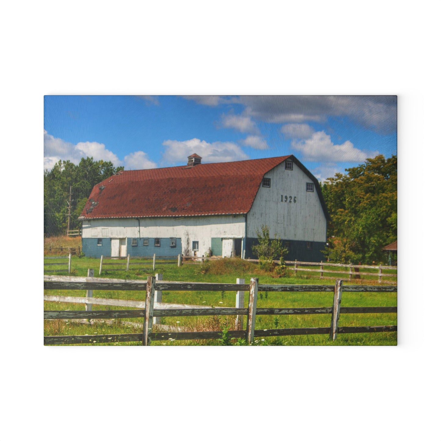 U R There Photography Beyond the Fence on Clark Road Rustic Farmhouse Tempered-Glass Cutting Board