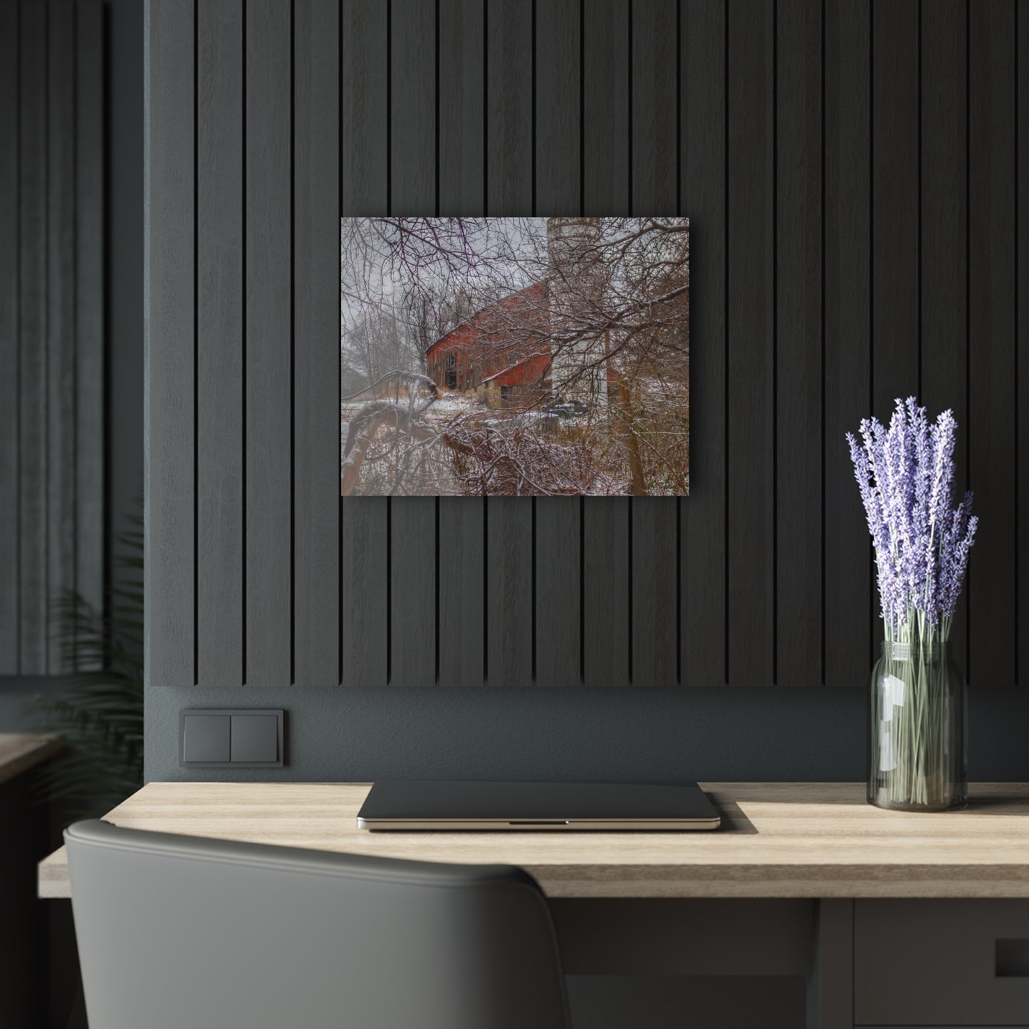 U R There Photography Sandhill Road Hidden Red I Rustic Farmhouse Acrylic Wall Print