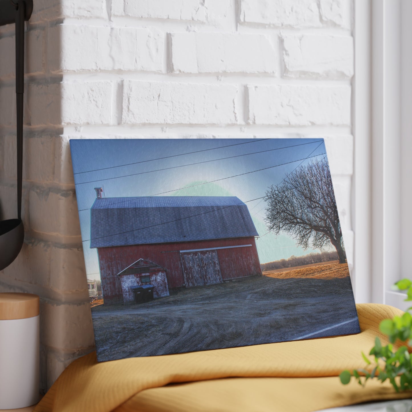U R There Photography Rochester Red on a Spring Morning Rustic Farmhouse Tempered-Glass Cutting Board