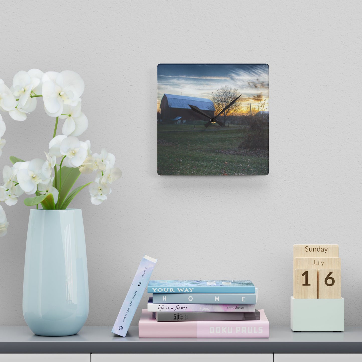 U R There Photography Ortonville Red Rustic Farmhouse Acrylic Analog Wall Clock