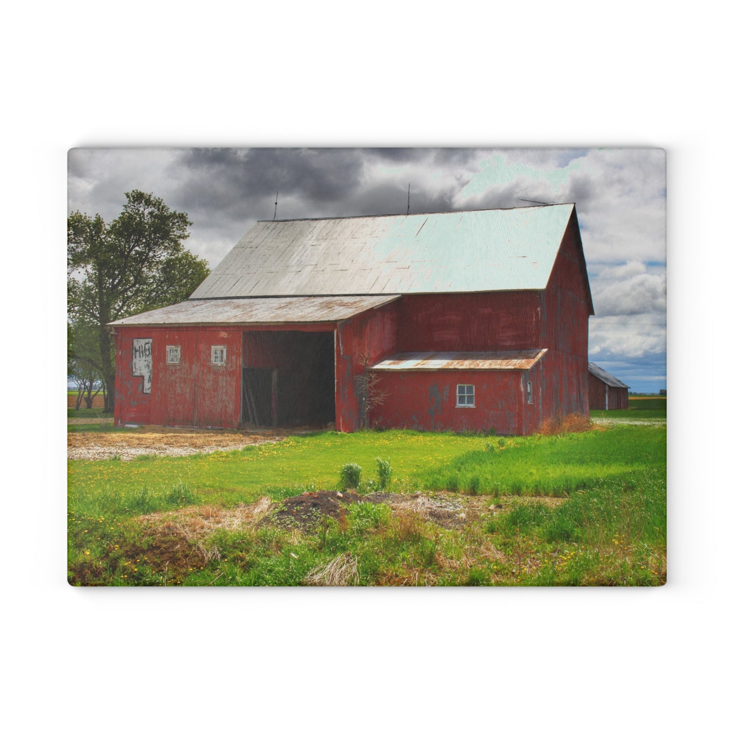 U R There Photography Rescue Road Reds Rustic Farmhouse Tempered-Glass Cutting Board