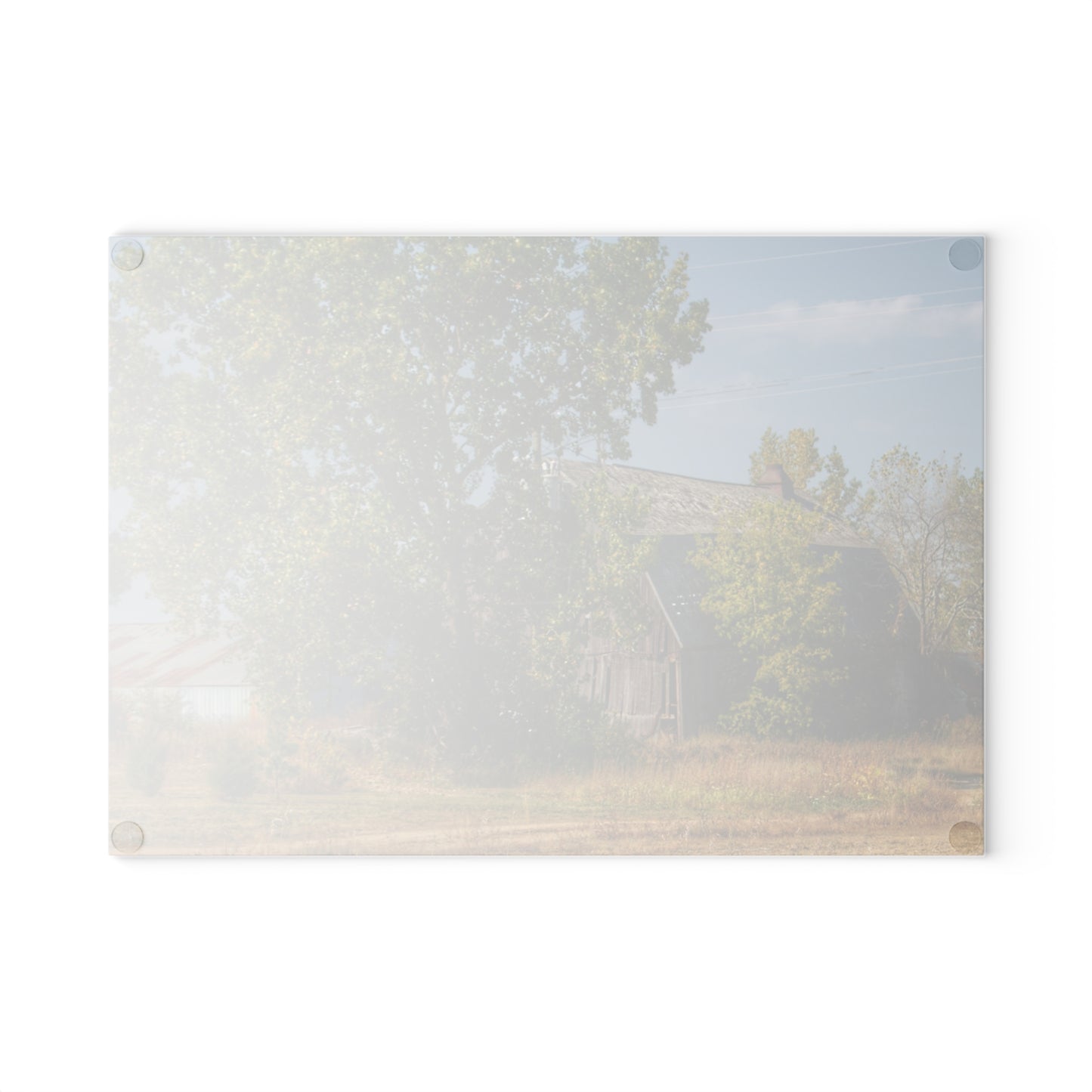 U R There Photography Barnes Road Old Grey I Rustic Farmhouse Tempered-Glass Cutting Board