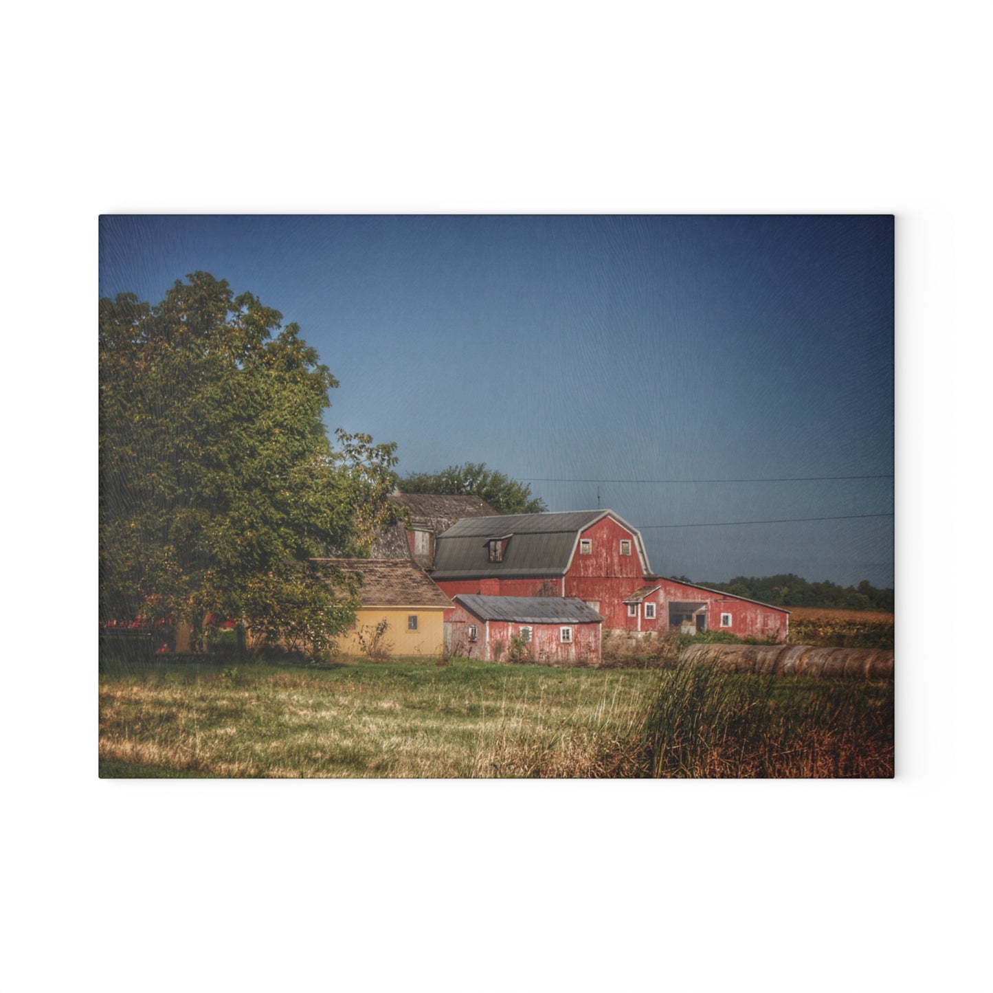 U R There Photography Rochester Road Red I Rustic Farmhouse Tempered-Glass Cutting Board