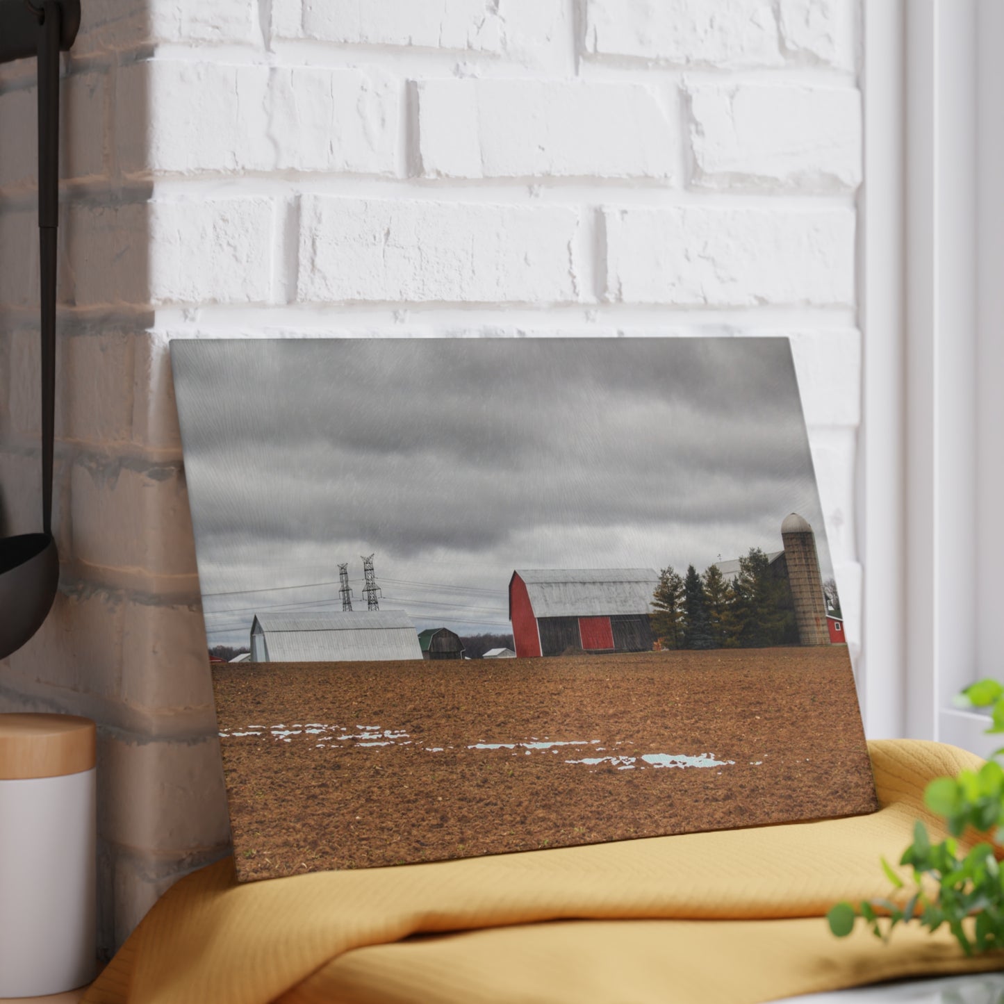 U R There Photography Ormes Road Old Grey Rustic Farmhouse Tempered-Glass Cutting Board