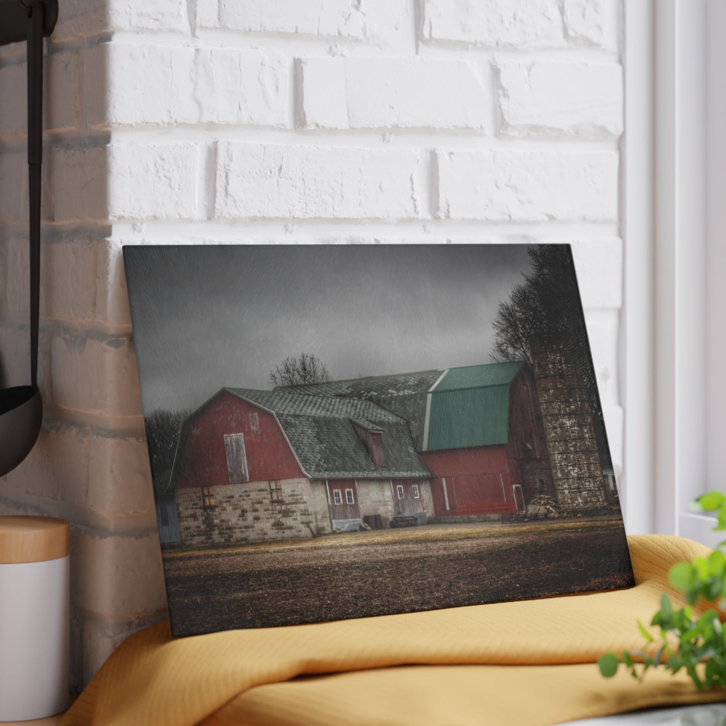 U R There Photography Arbela Reds Rustic Farmhouse Tempered-Glass Cutting Board