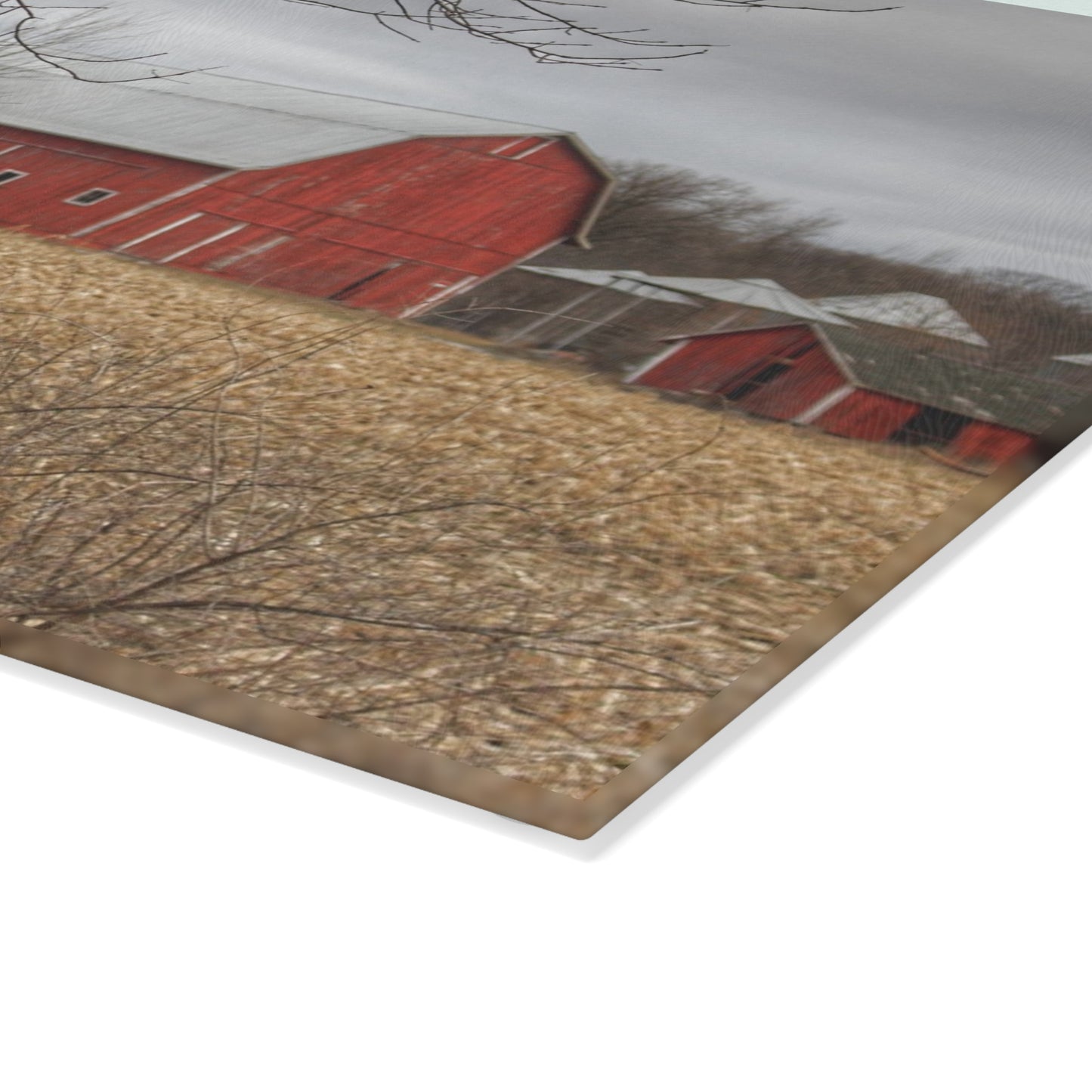 U R There Photography Barns of Arbela I Rustic Farmhouse Tempered-Glass Cutting Board