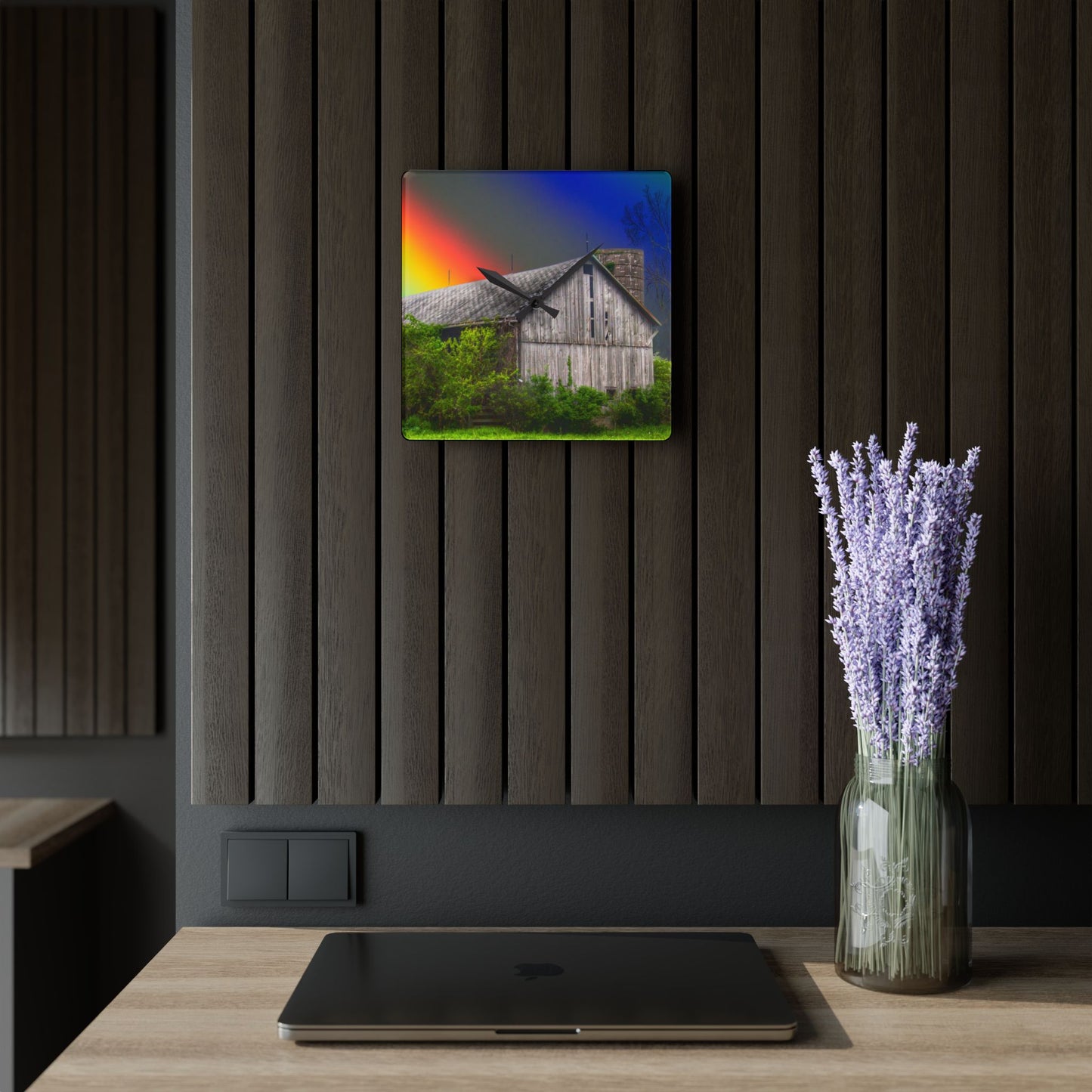 U R There Photography Wilder Road Wonderment Rustic Farmhouse Acrylic Analog Wall Clock