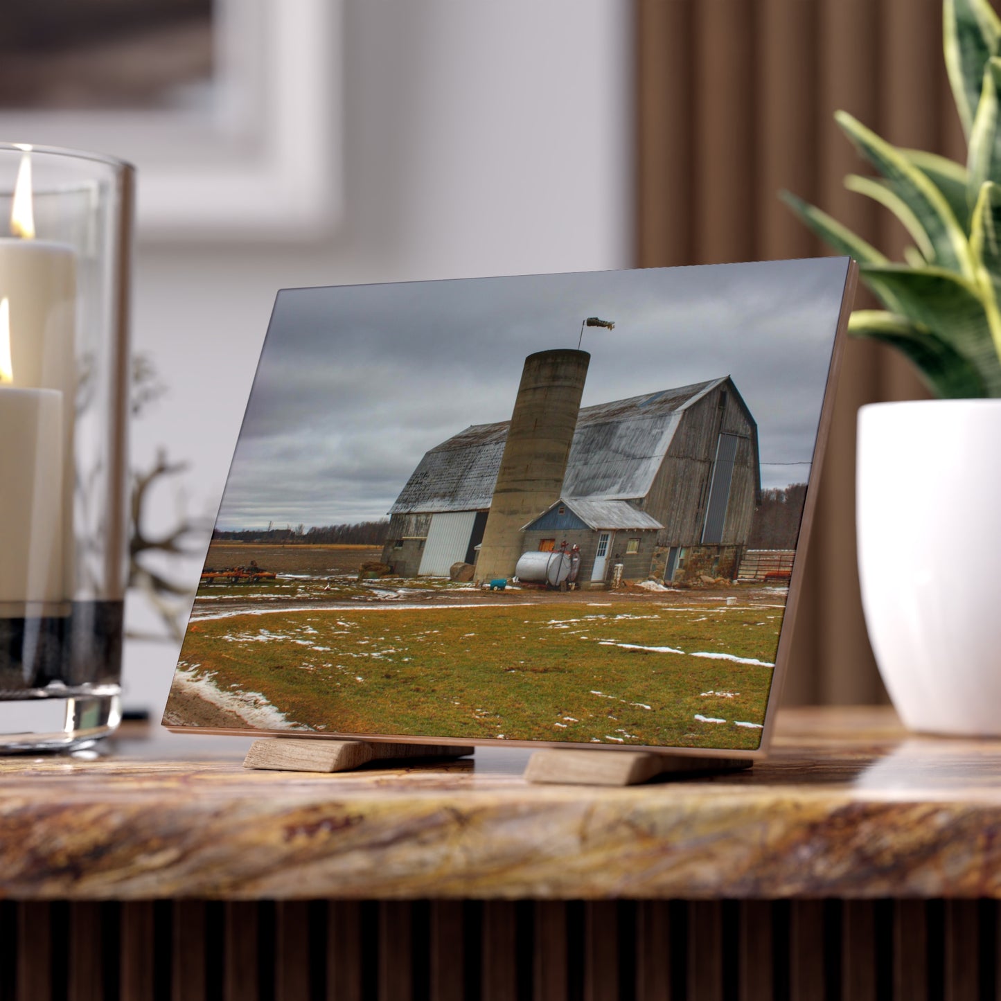 U R There Photography Chapman Road Grey I Rustic Farmhouse Decorative Ceramic Tile