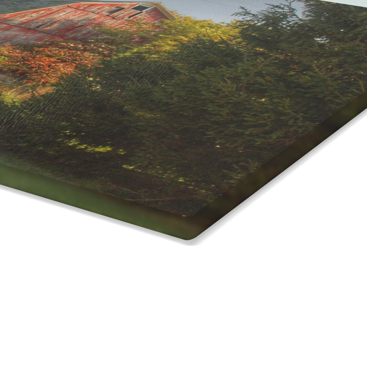 U R There Photography Belle River Red I Rustic Farmhouse Tempered-Glass Cutting Board