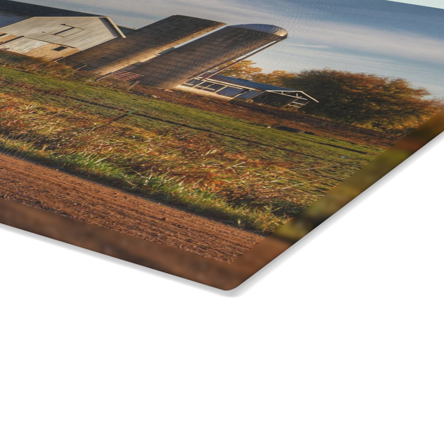 U R There Photography Cade Road White Rustic Farmhouse Tempered-Glass Cutting Board