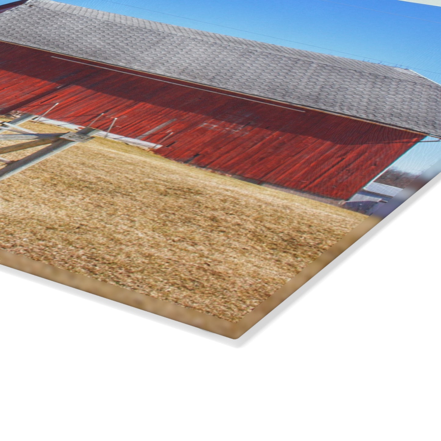 U R There Photography Phillips Road Red Rustic Farmhouse Tempered-Glass Cutting Board