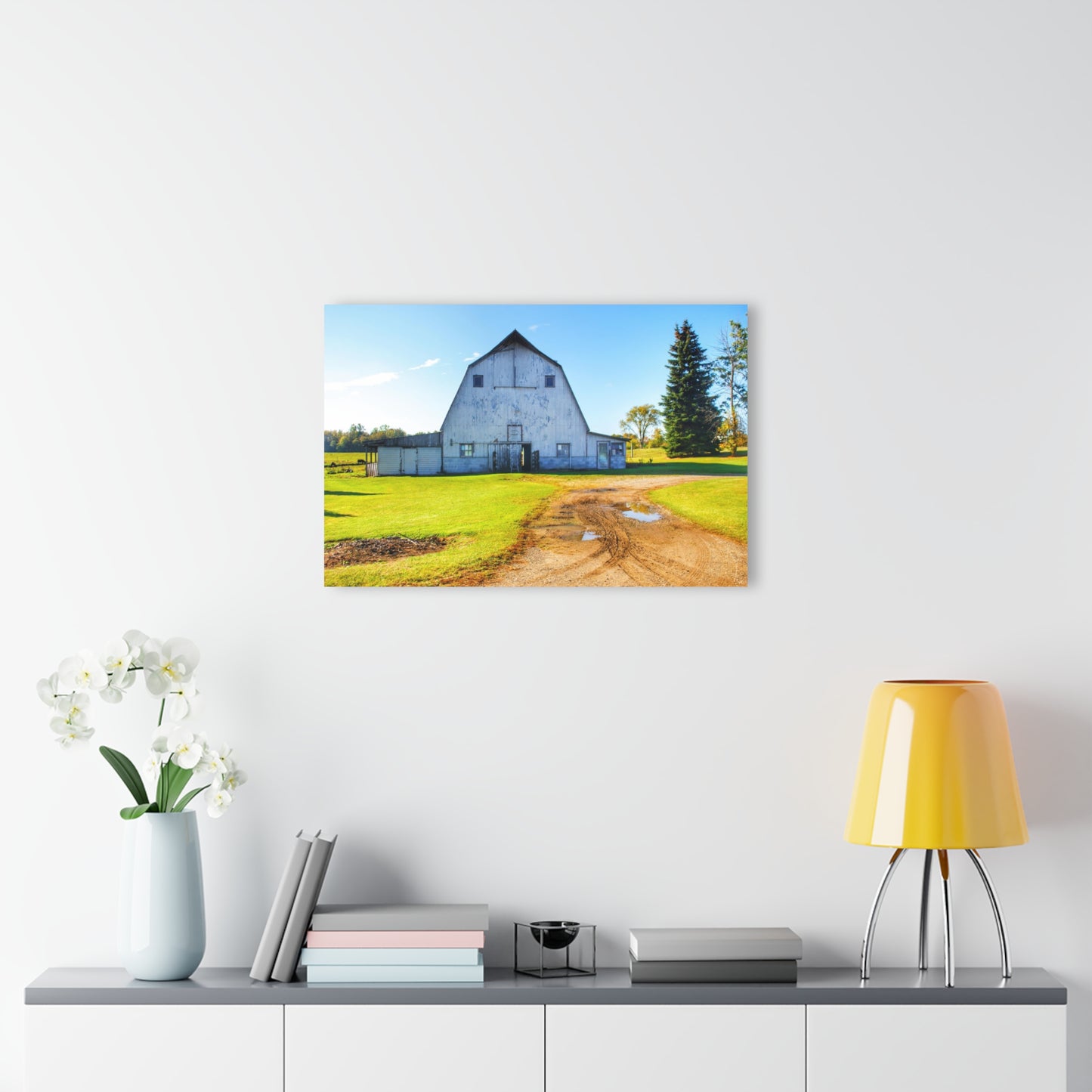 U R There Photography Yale Fremont Road Grey Rustic Farmhouse Acrylic Wall Print