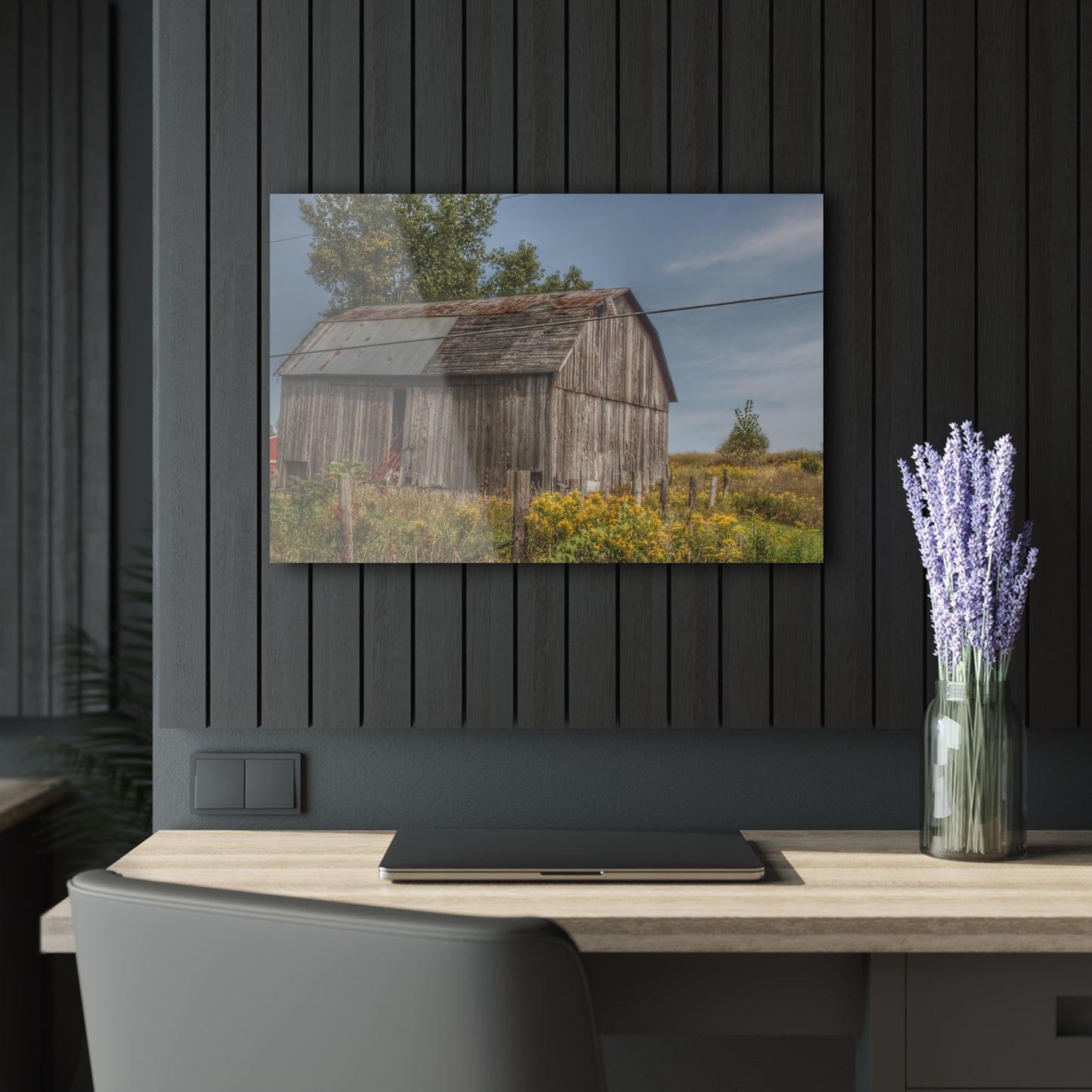 U R There Photography Schott Road Grey I Rustic Farmhouse Acrylic Wall Print