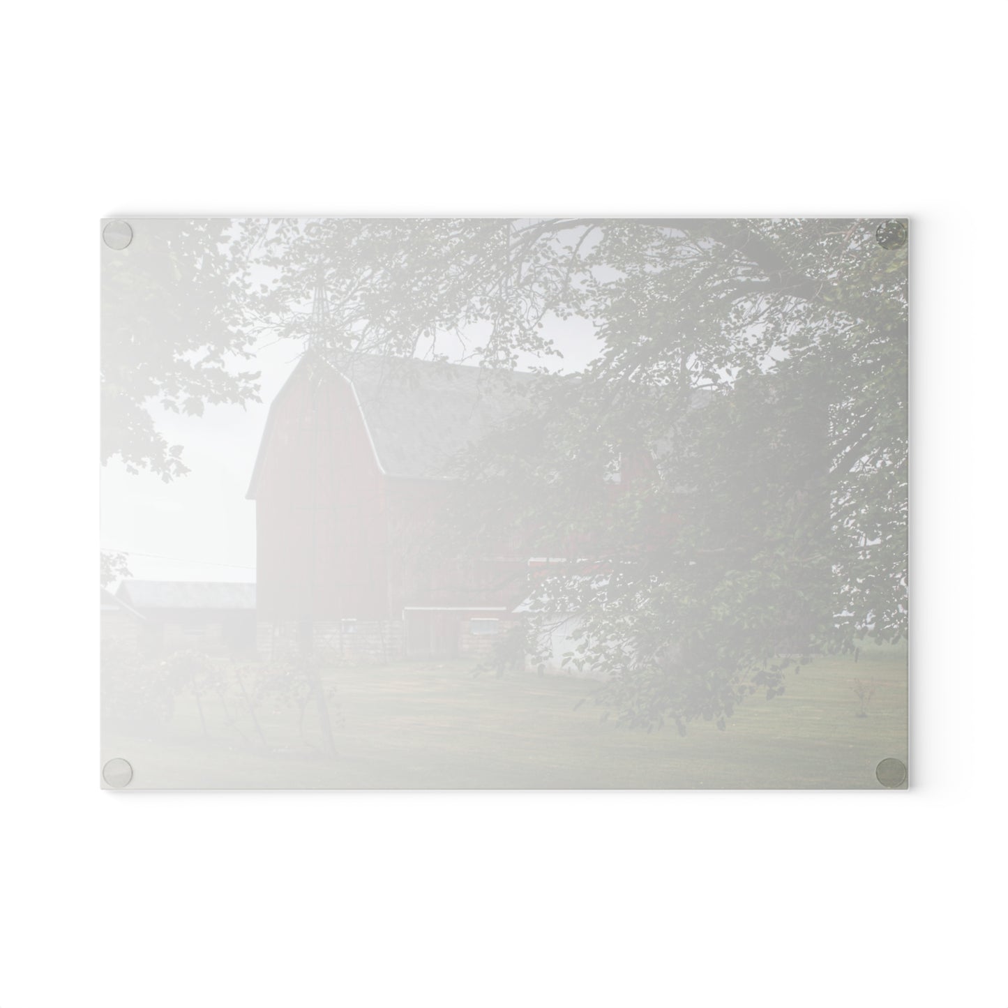 U R There Photography Weaver Road Red I Rustic Farmhouse Tempered-Glass Cutting Board