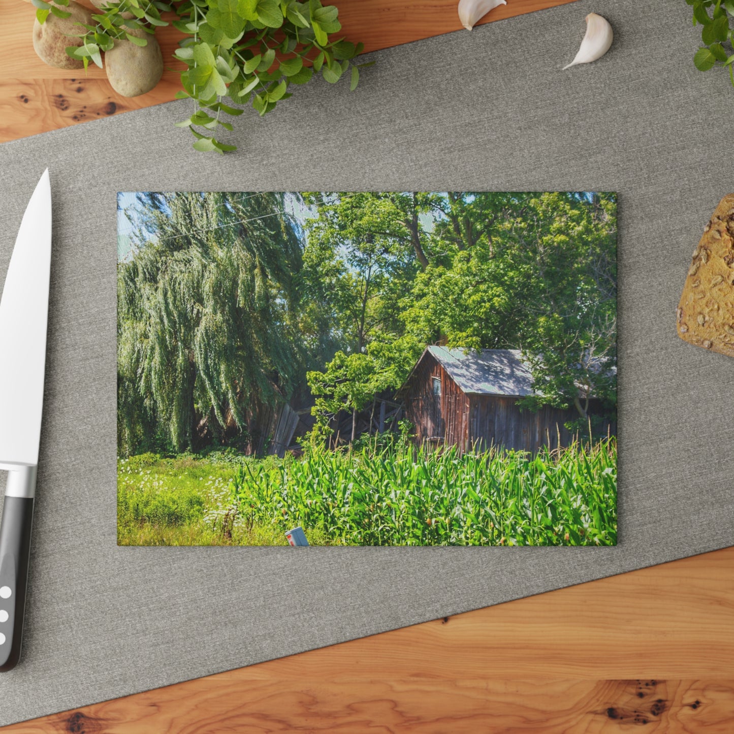U R There Photography Roadside Ruin Rustic Farmhouse Tempered-Glass Cutting Board