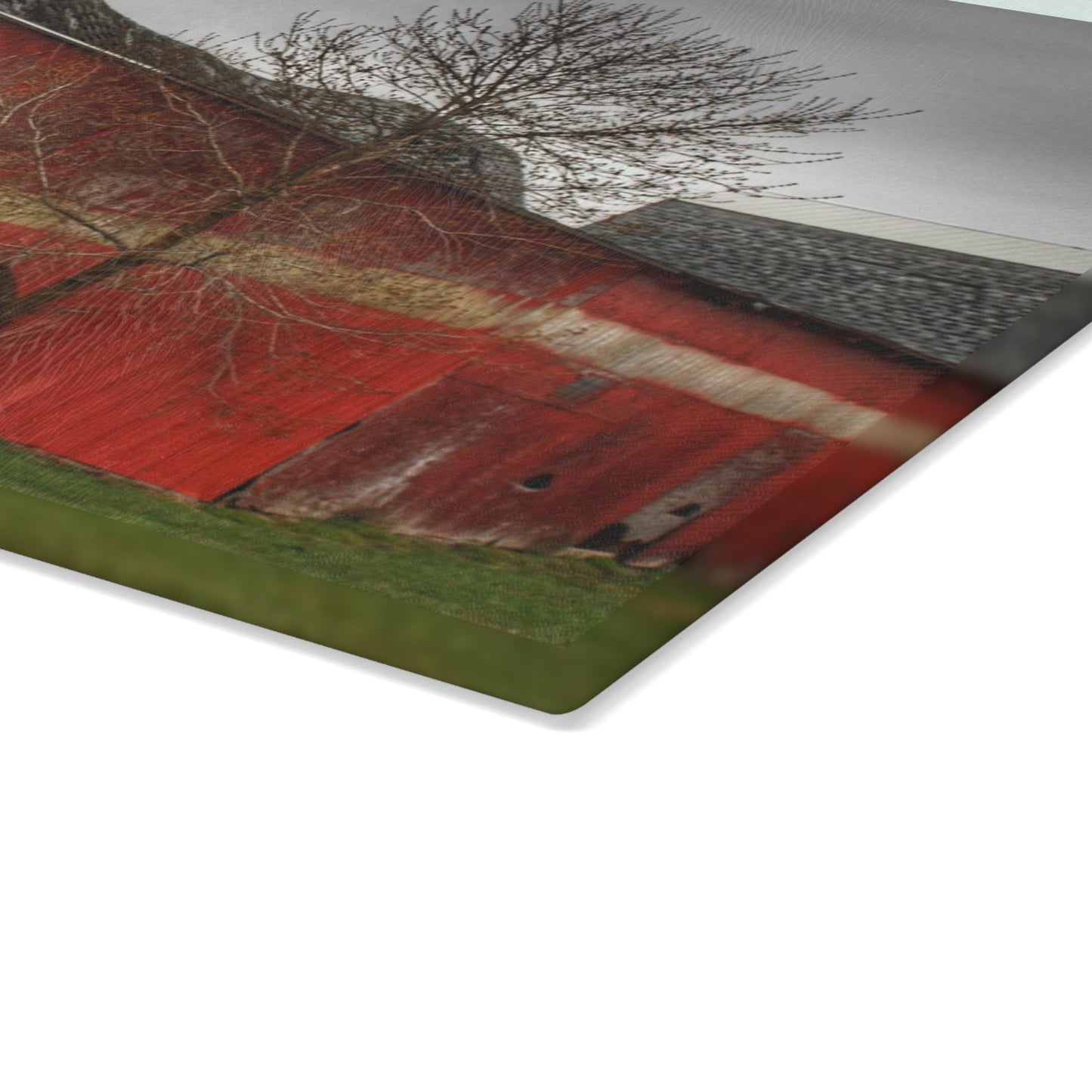 U R There Photography Almont Reds Rustic Farmhouse Tempered-Glass Cutting Board