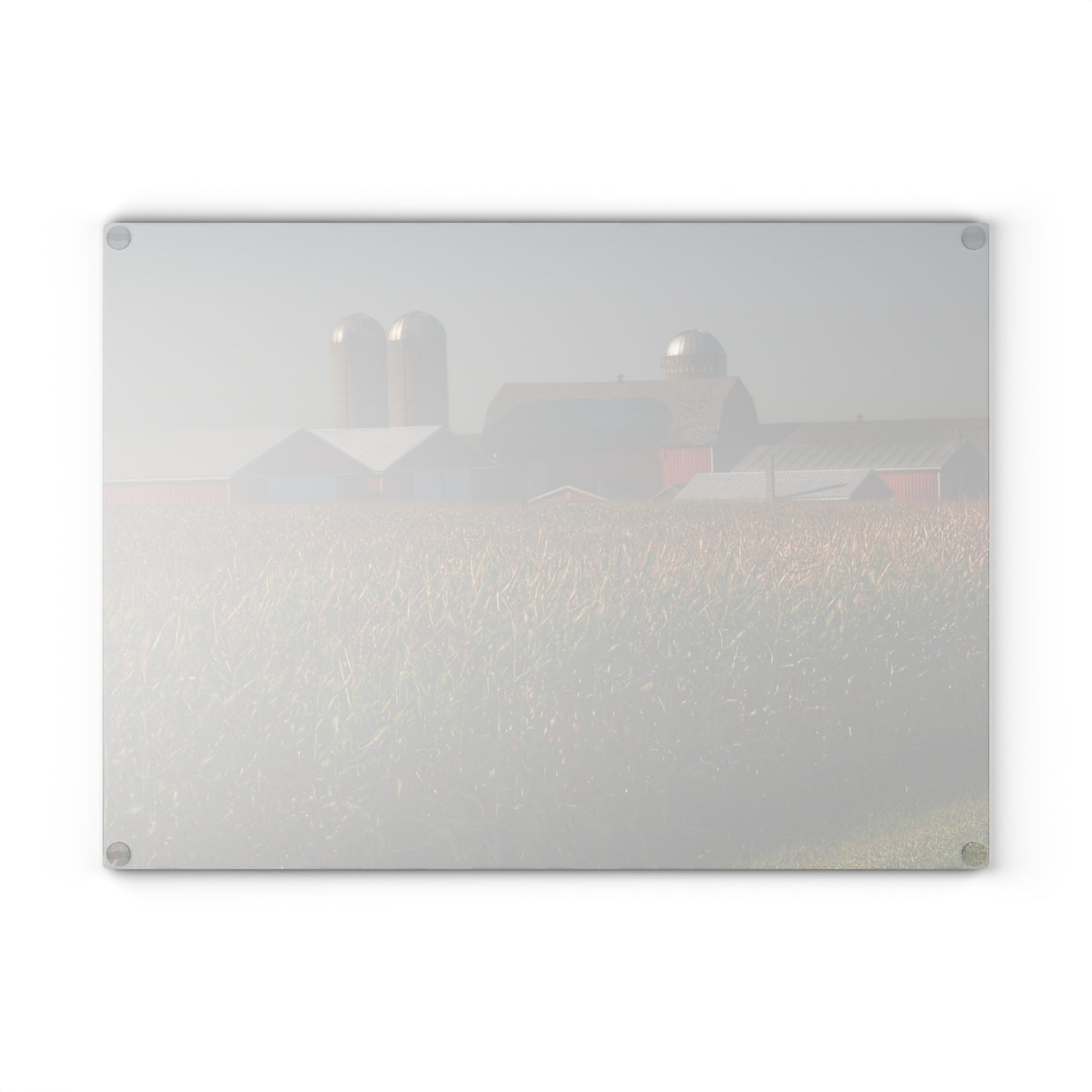 U R There Photography Slattery Road Farm and Cornfield II Rustic Farmhouse Tempered-Glass Cutting Board
