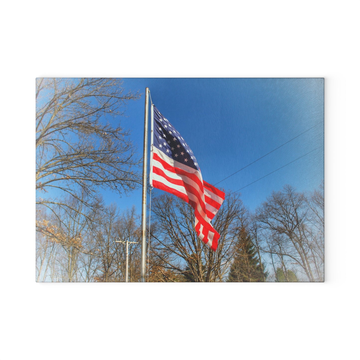 U R There Photography Our Grand Old Flag Rustic Farmhouse Tempered-Glass Cutting Board