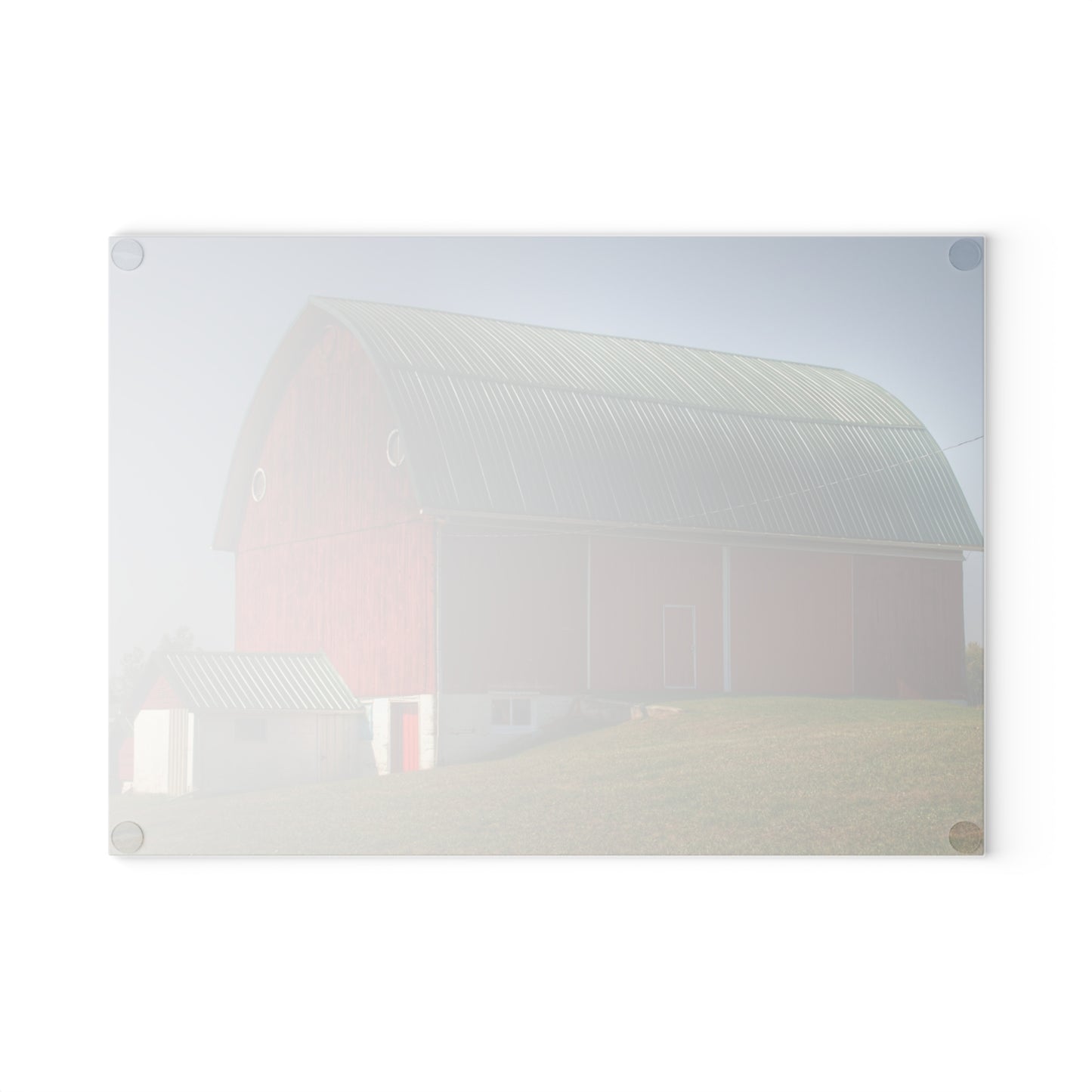 U R There Photography Barnes Road Red I Rustic Farmhouse Tempered-Glass Cutting Board