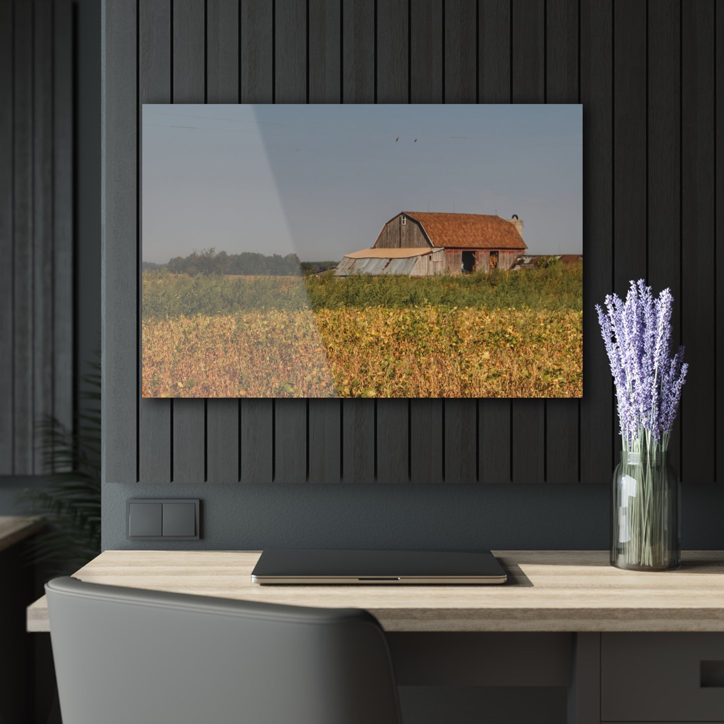 U R There Photography Slattery Road Saltbox Grey Rustic Farmhouse Acrylic Wall Print