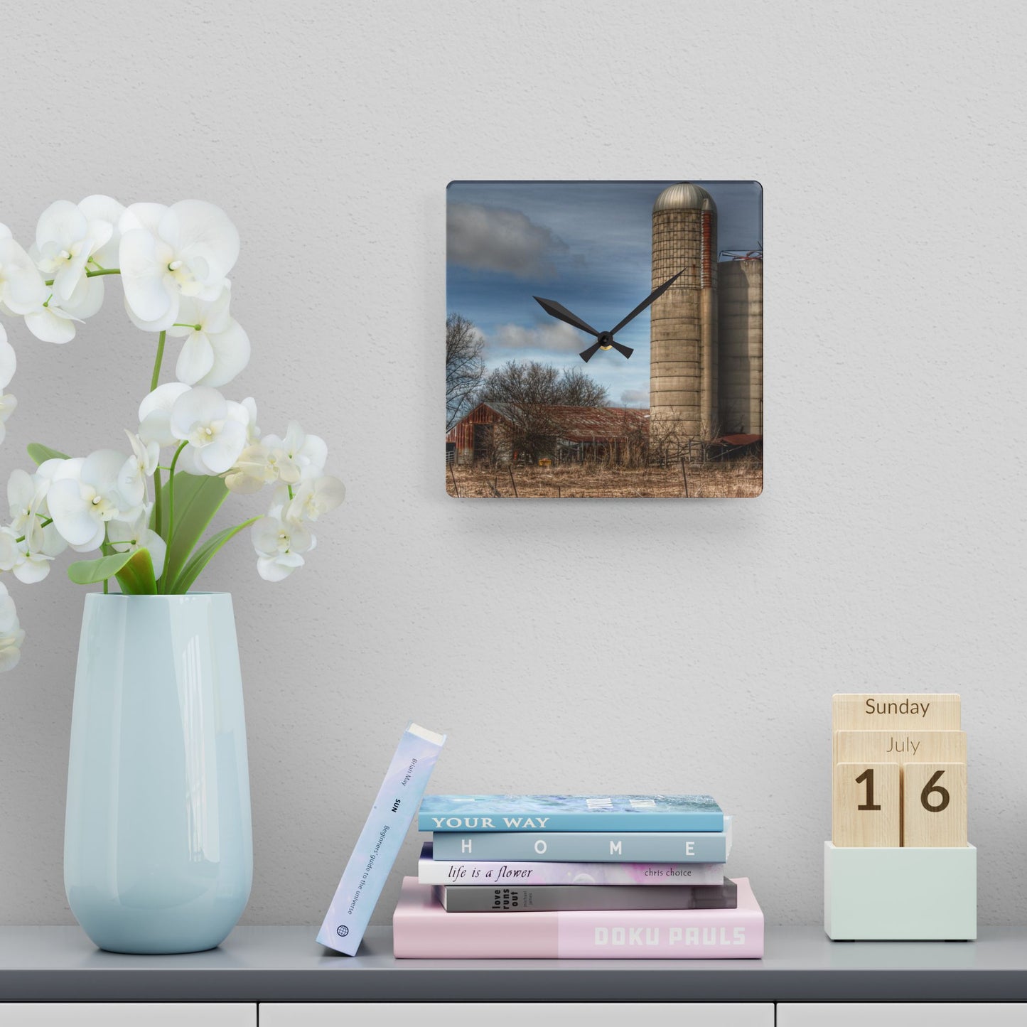 U R There Photography Silo Rust Rustic Farmhouse Acrylic Analog Wall Clock