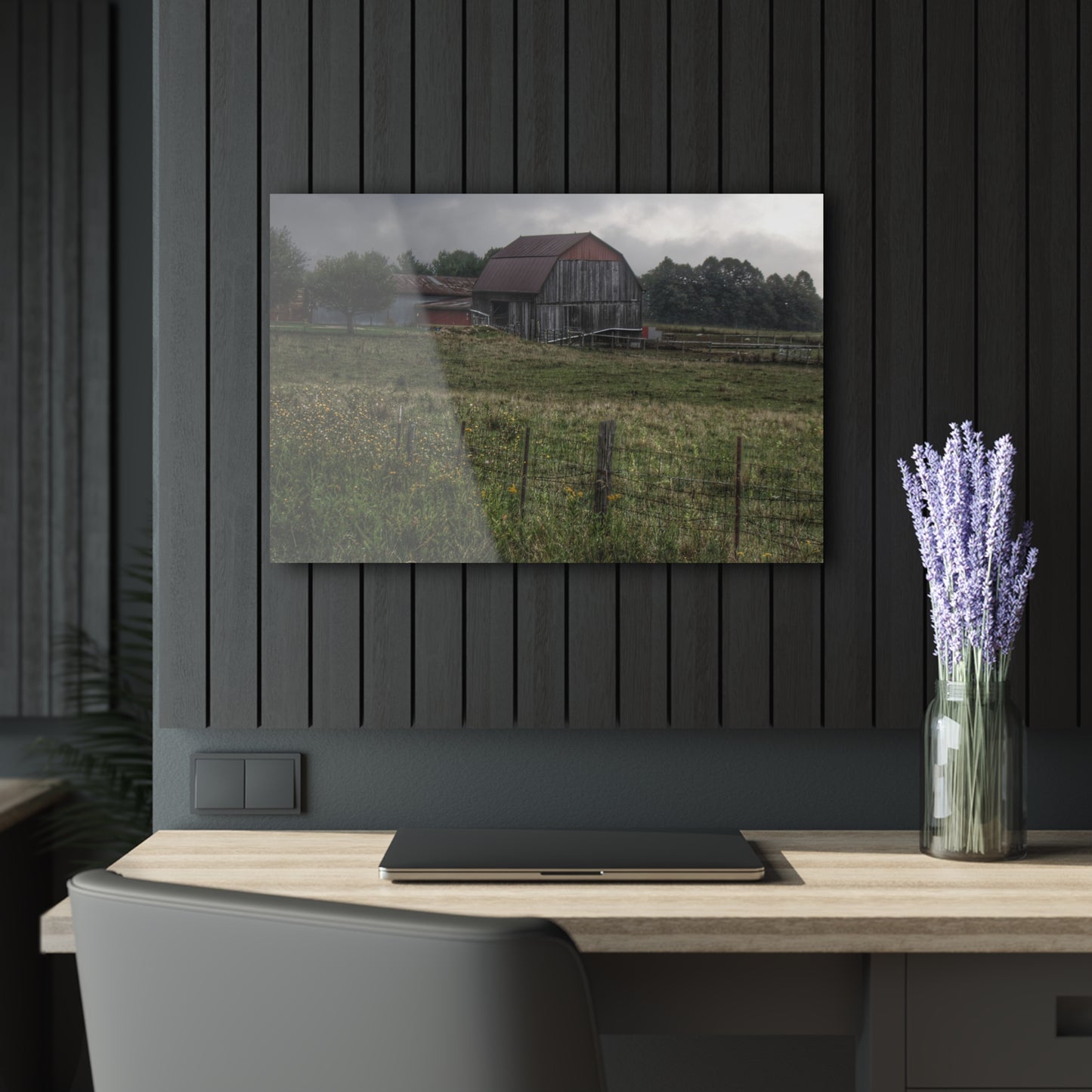 U R There Photography Newark Road Tilted Grey I Rustic Farmhouse Acrylic Wall Print