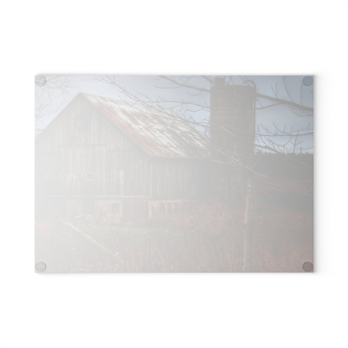 U R There Photography Churchill Christmas Barn II Rustic Farmhouse Tempered-Glass Cutting Board