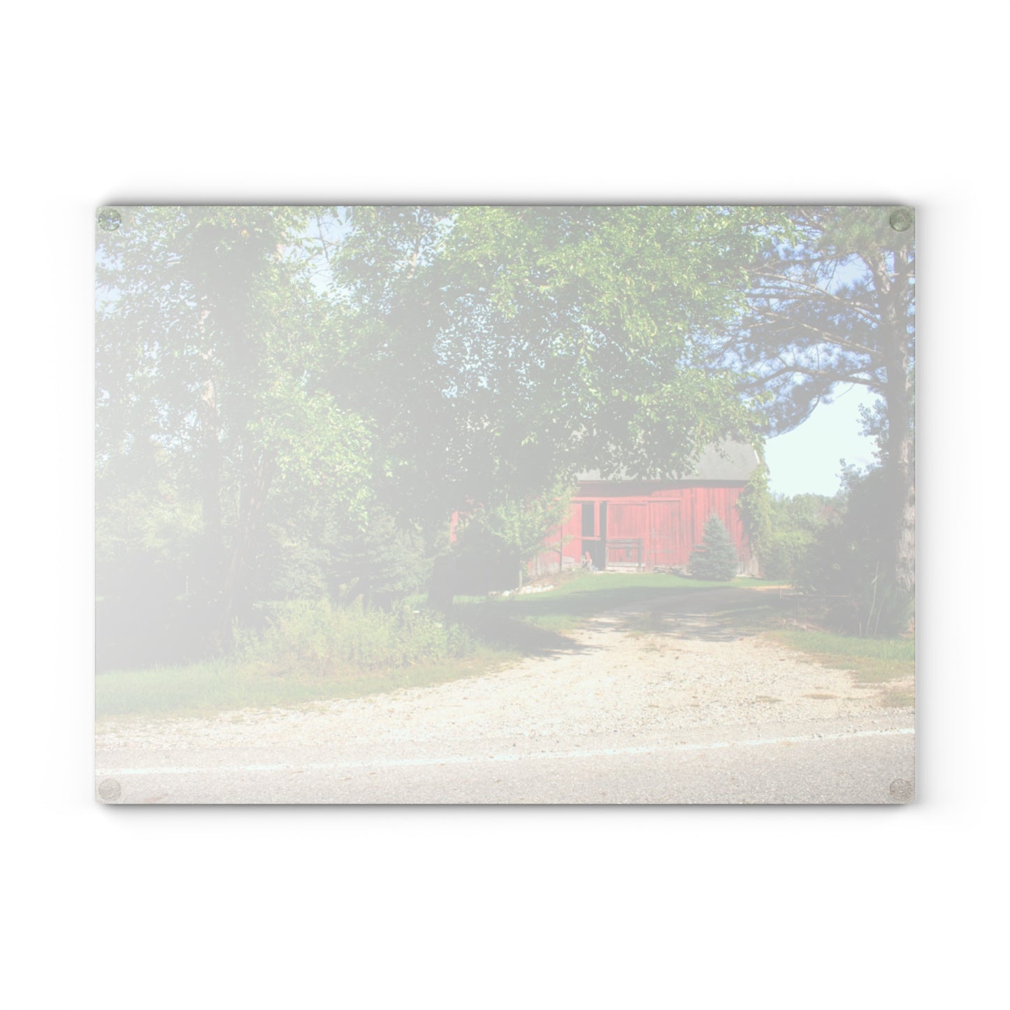 U R There Photography Caro Hidden Red Rustic Farmhouse Tempered-Glass Cutting Board