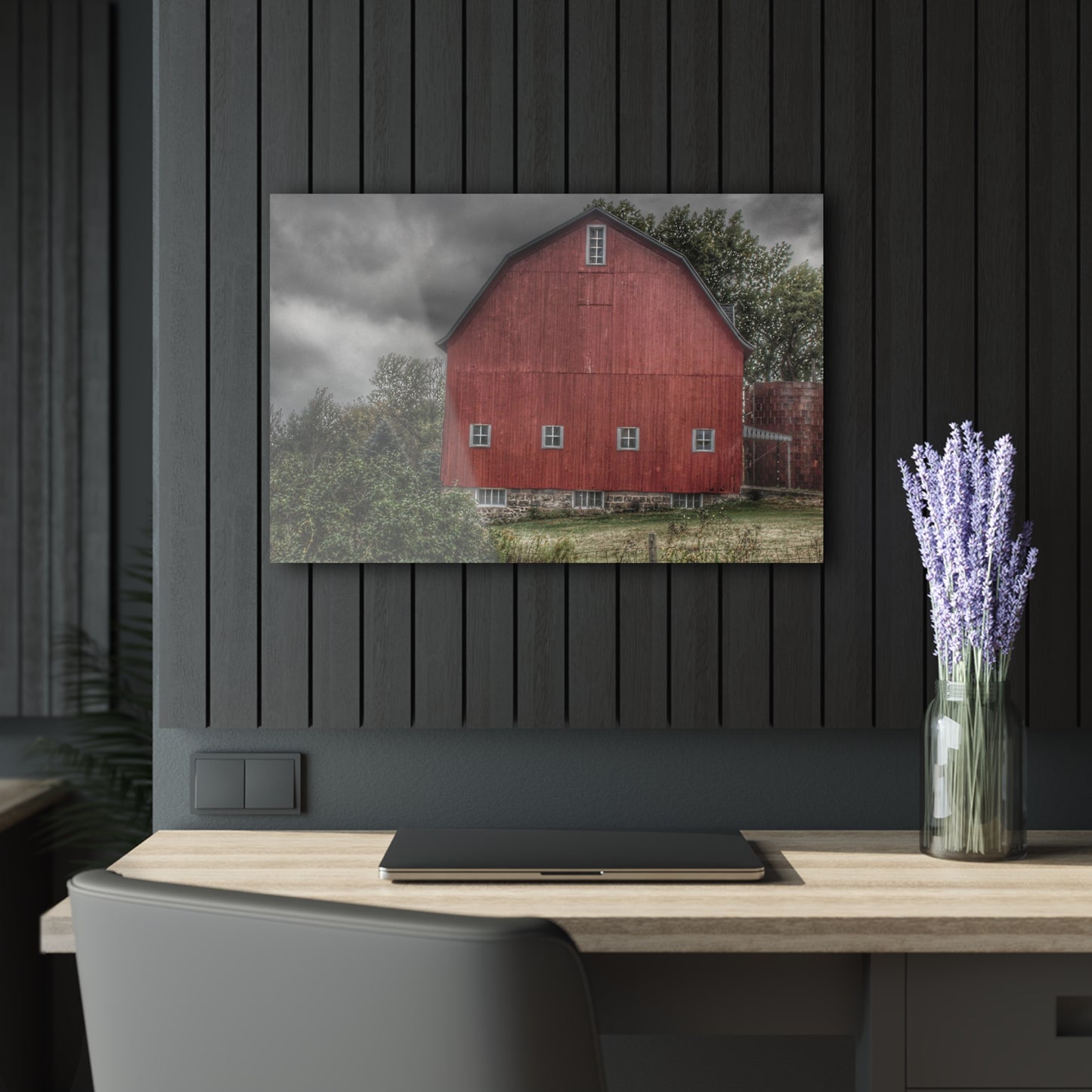U R There Photography Vassar Road Red II Rustic Farmhouse Acrylic Wall Print
