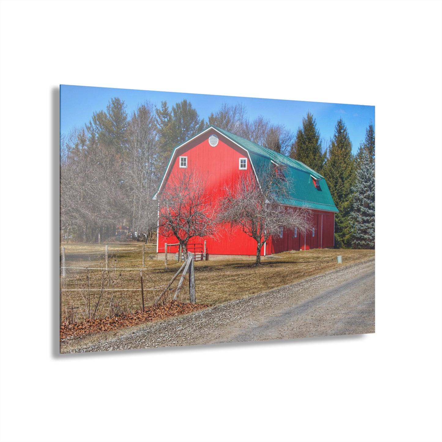 U R There Photography Campground Road Red Rustic Farmhouse Acrylic Wall Print