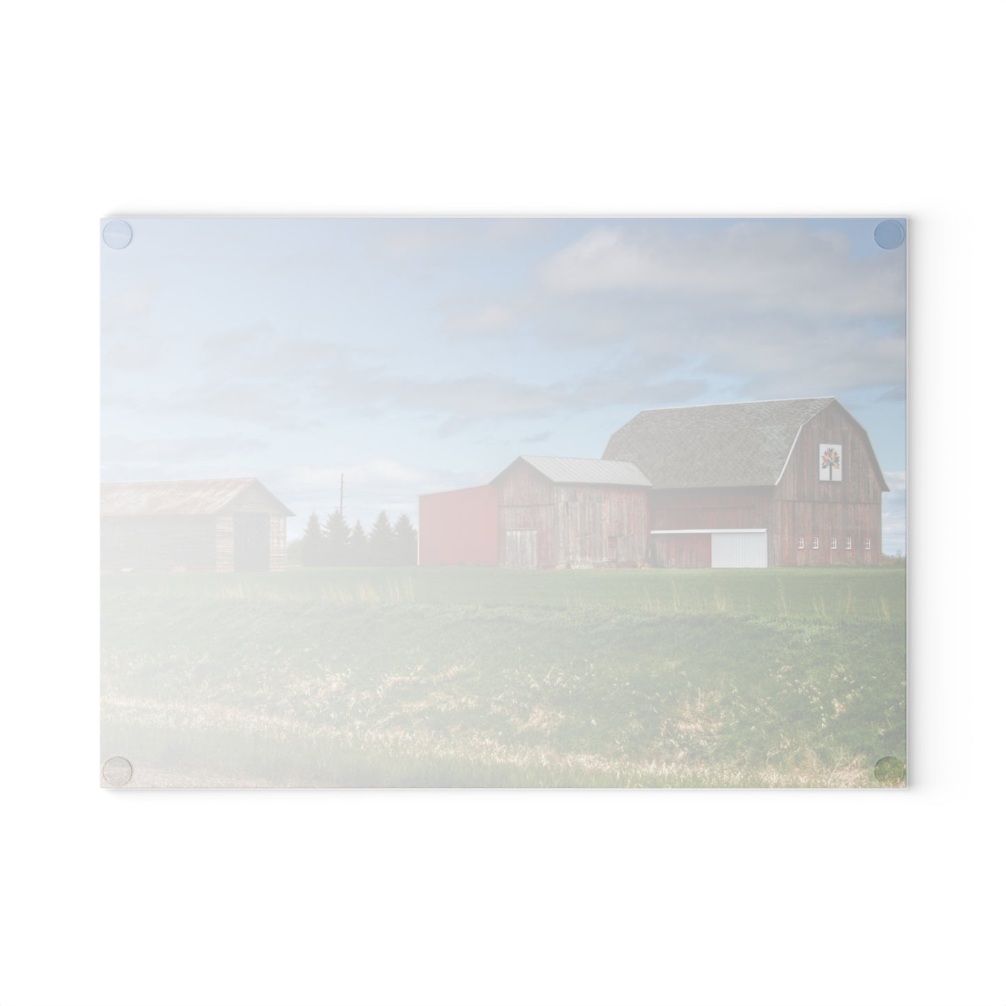 U R There Photography Unionville Reds Rustic Farmhouse Tempered-Glass Cutting Board
