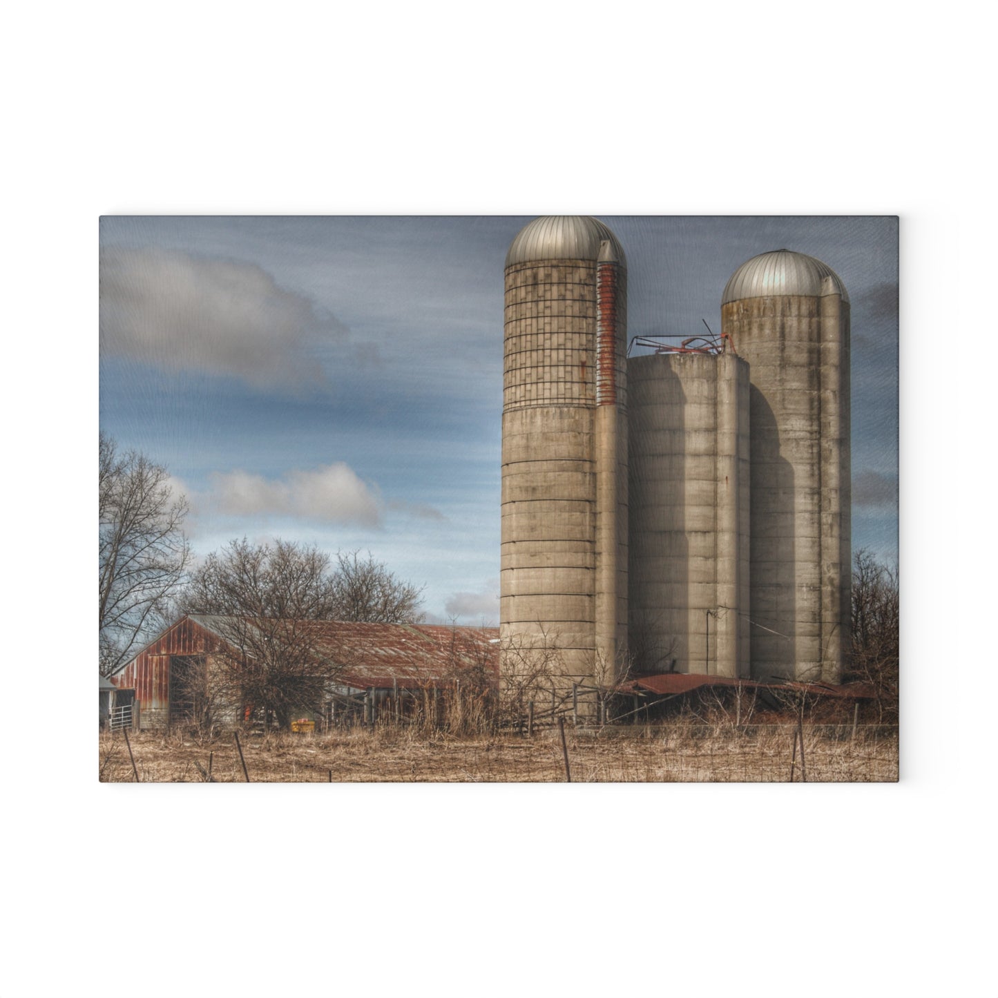 U R There Photography Silo Rust Rustic Farmhouse Tempered-Glass Cutting Board