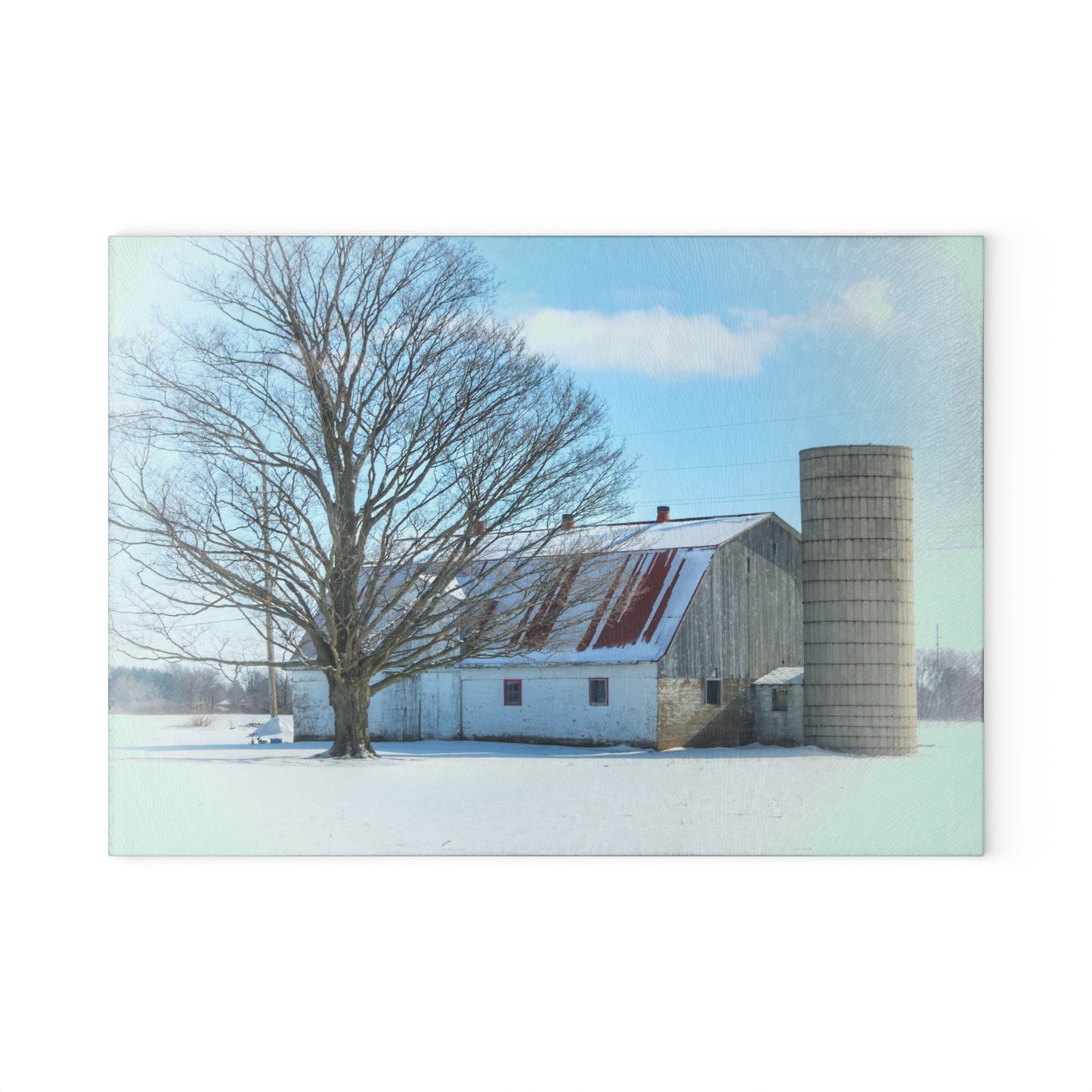 U R There Photography Barnes Road White Rustic Farmhouse Tempered-Glass Cutting Board