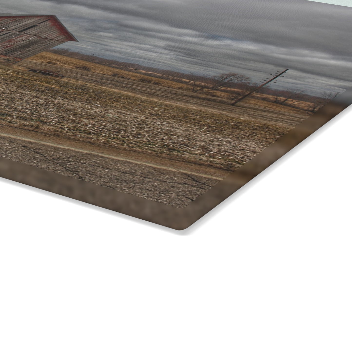 U R There Photography Barnes Road Little Red II Rustic Farmhouse Tempered-Glass Cutting Board