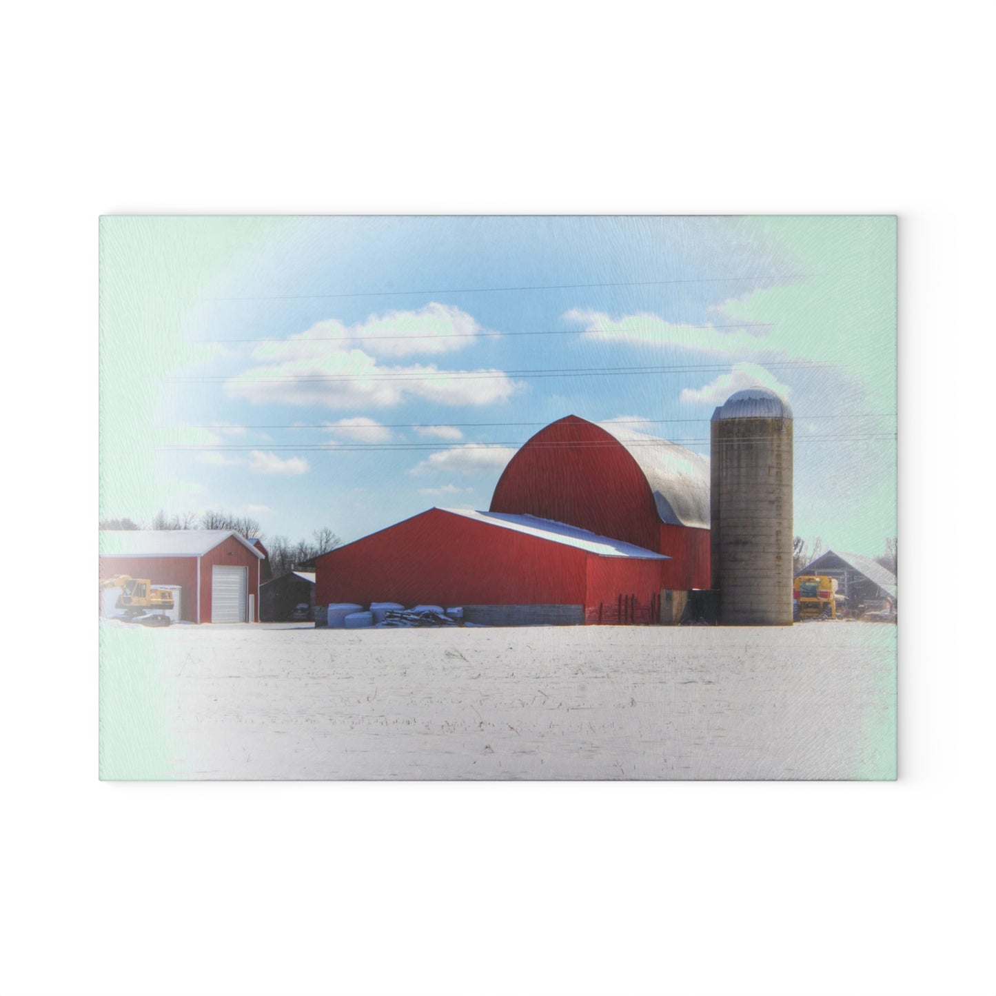 U R There Photography Barnes Road Reds Rustic Farmhouse Tempered-Glass Cutting Board