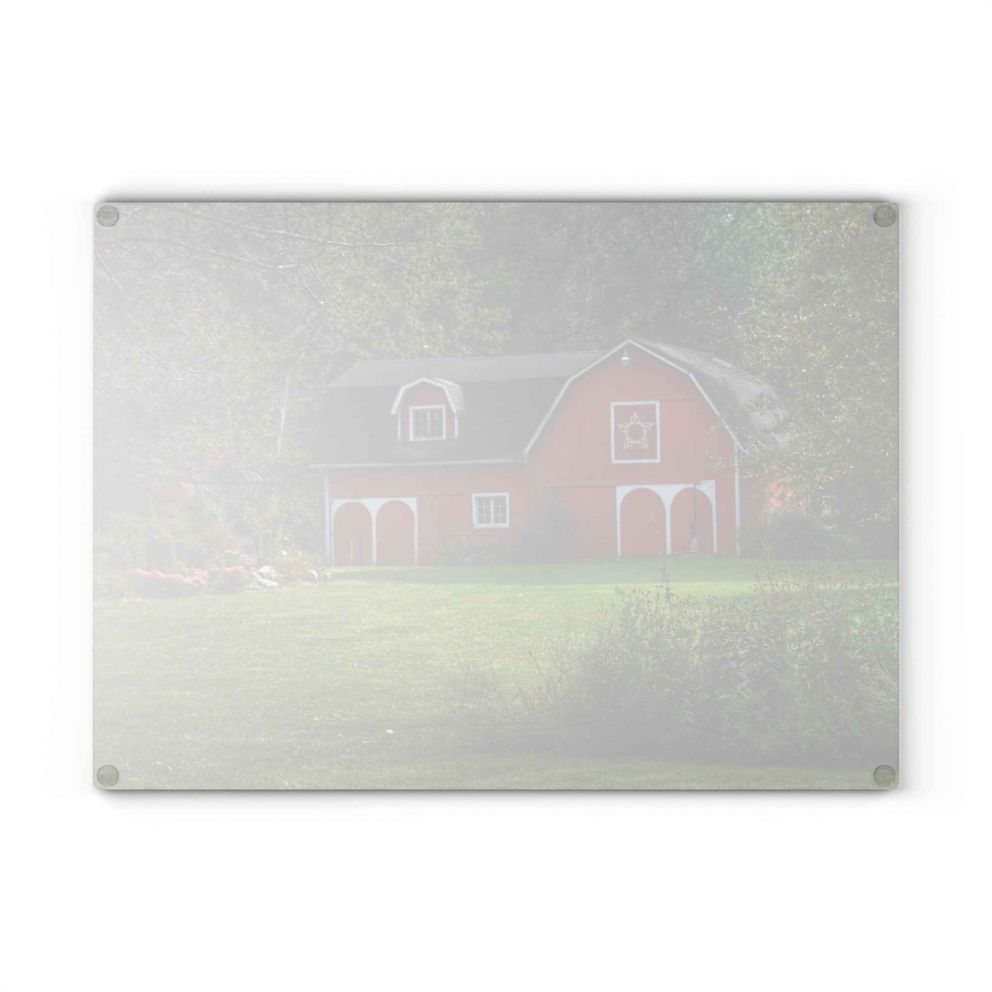U R There Photography Charming Red Rustic Farmhouse Tempered-Glass Cutting Board