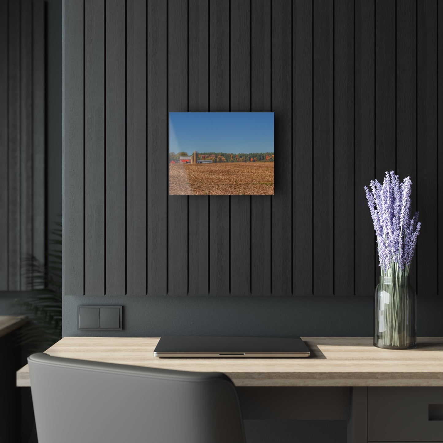 U R There Photography Rowe Road Farm Across the Field Rustic Farmhouse Acrylic Wall Print