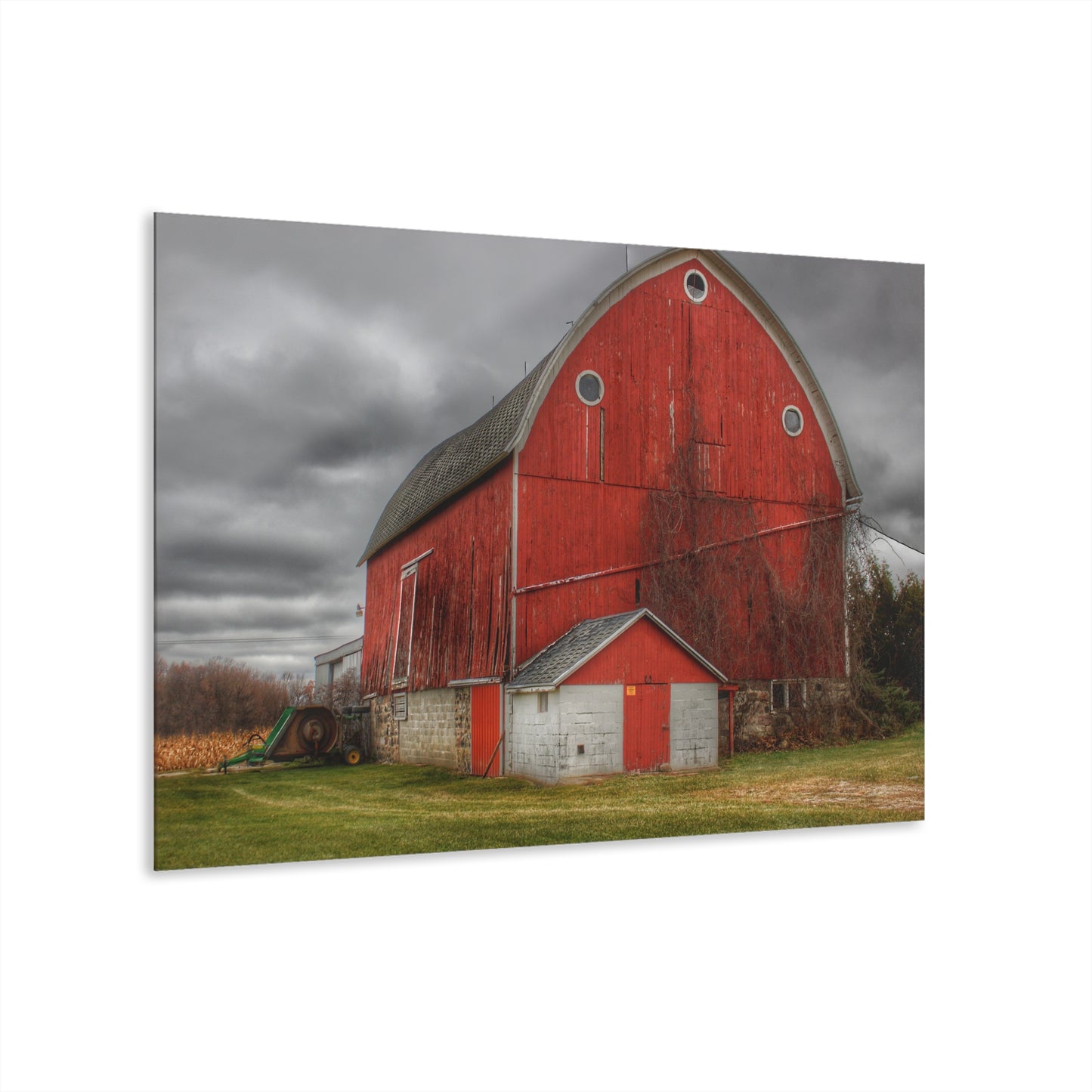 U R There Photography Slattery Road Fieldstone Red Rustic Farmhouse Acrylic Wall Print