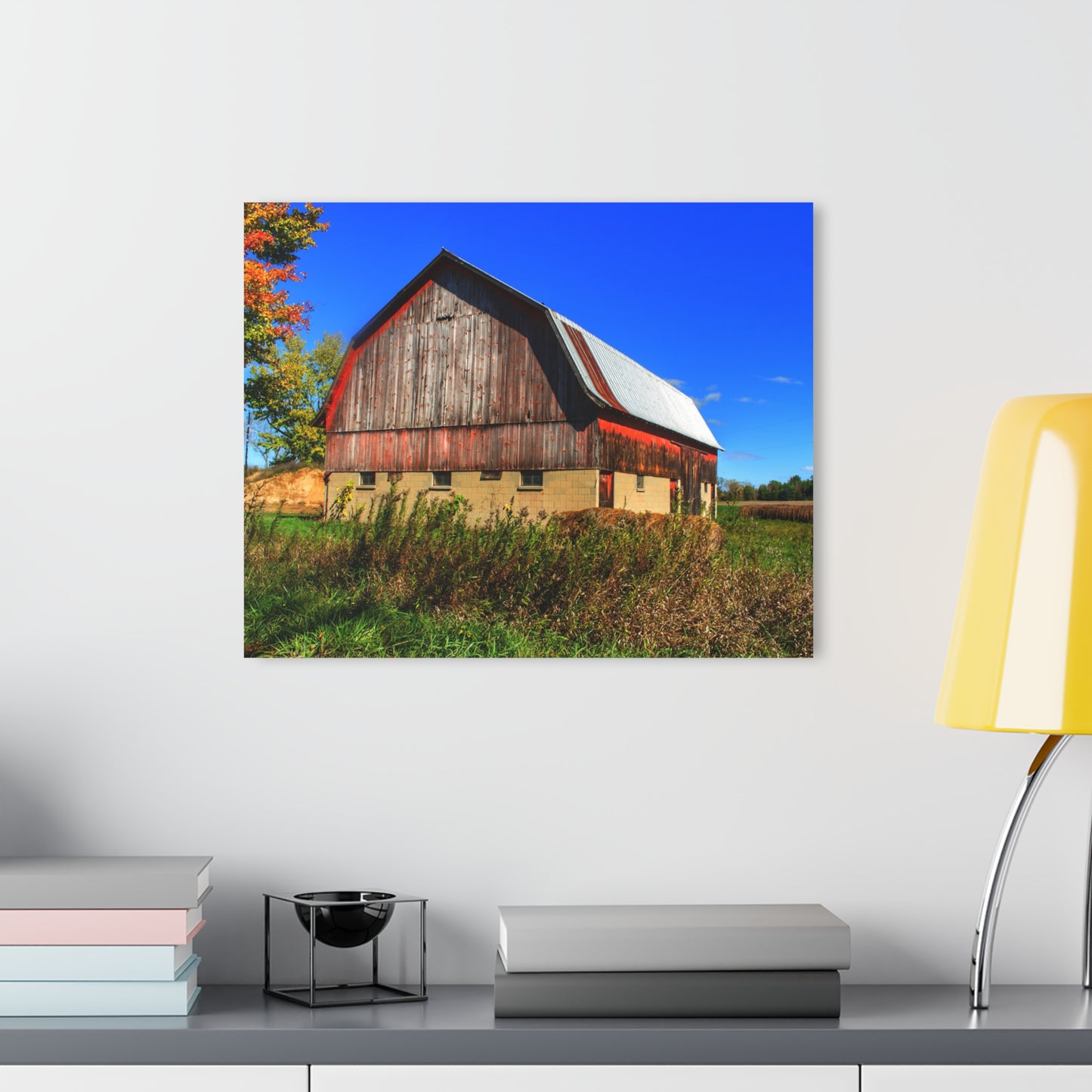 U R There Photography Byington Road Red II Rustic Farmhouse Acrylic Wall Print