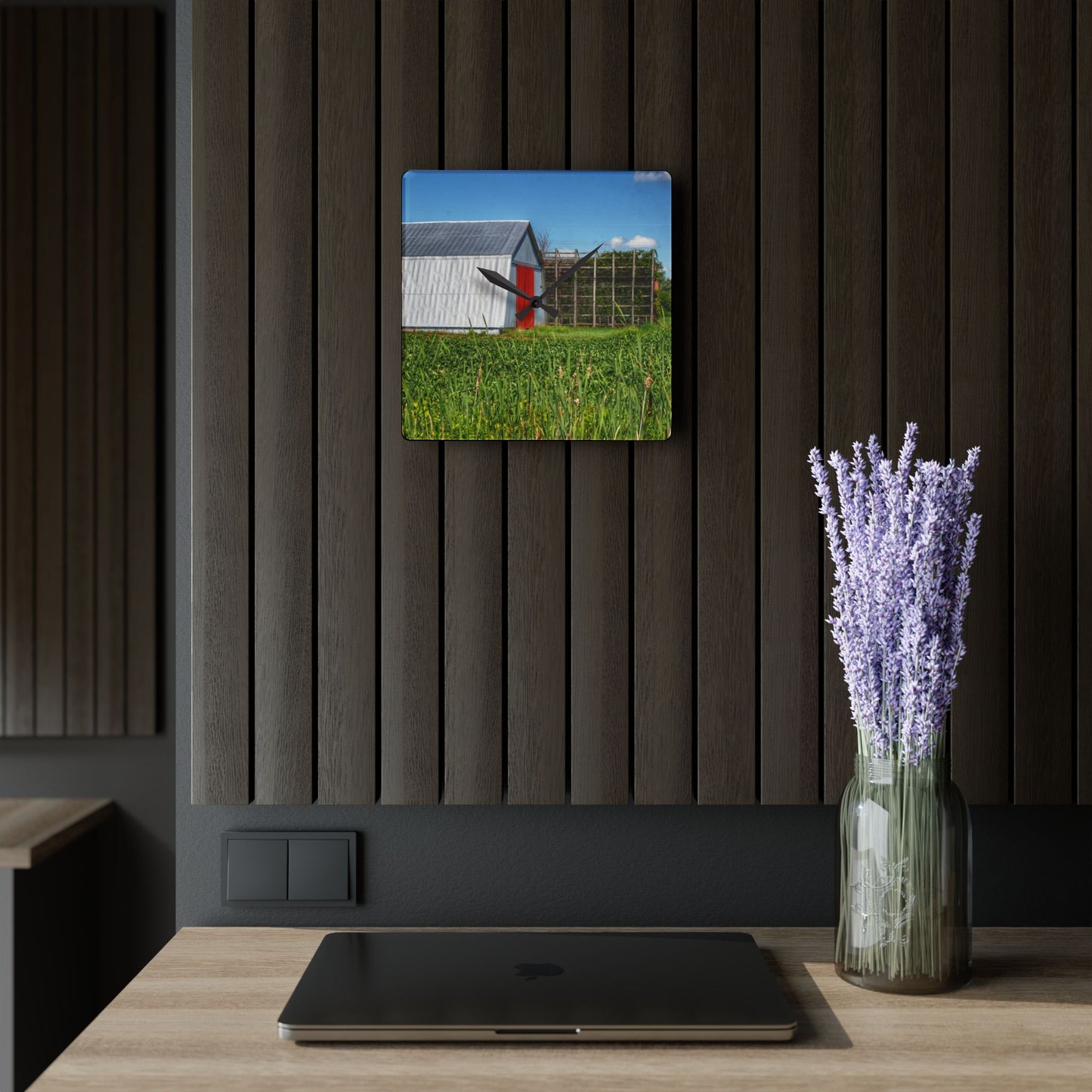 U R There Photography Montrose Farm II Rustic Farmhouse Acrylic Analog Wall Clock