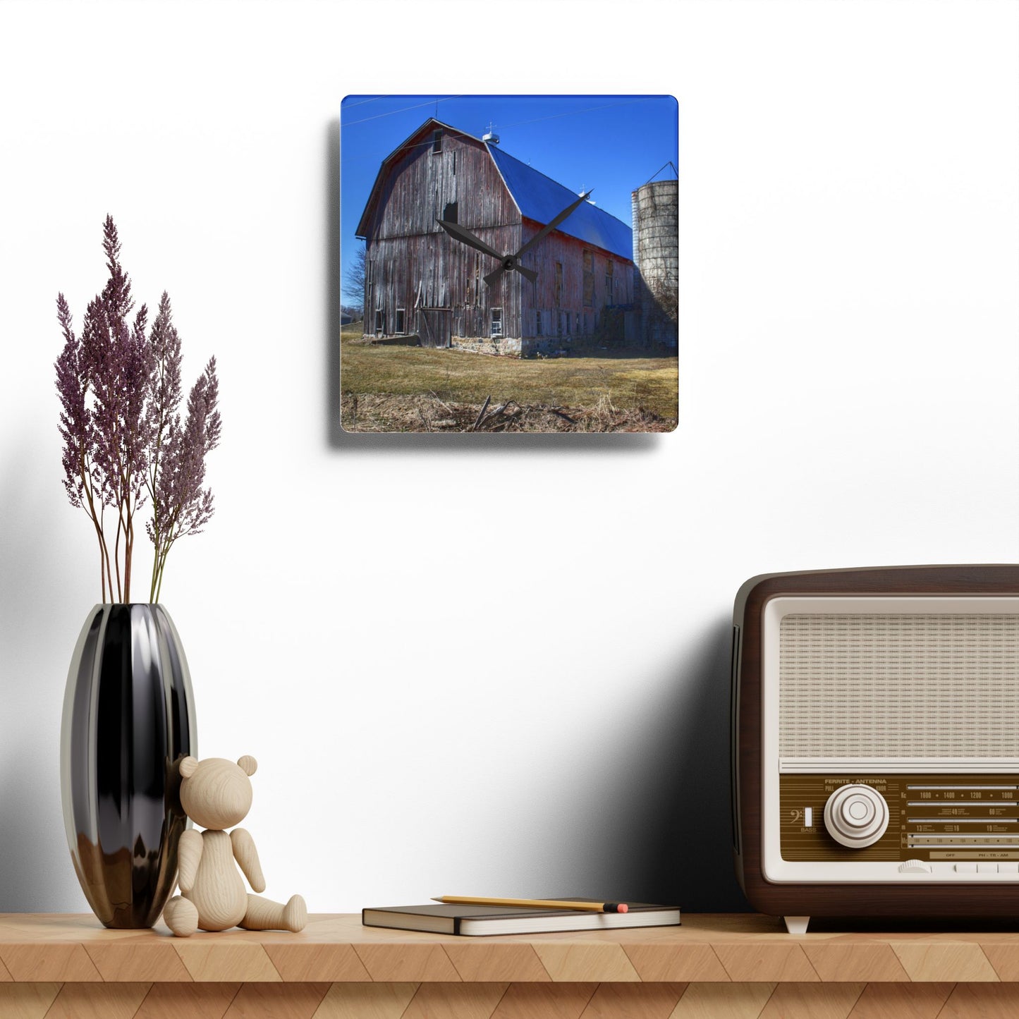 U R There Photography North Irish Red I Rustic Farmhouse Acrylic Analog Wall Clock